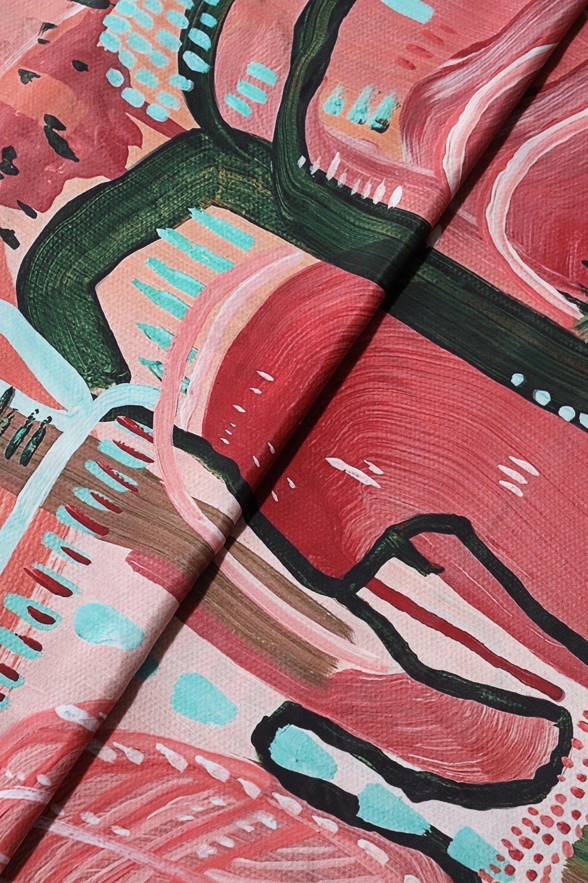 Multi Color Abstract Digital Print On Crepe Fabric - doeraa