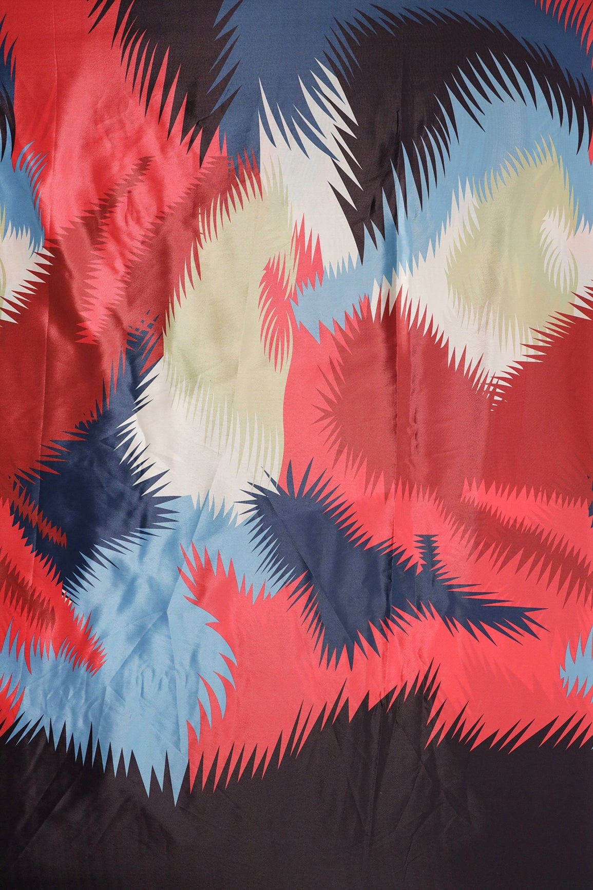 Multi Color Abstract Digital Print On Maroon Crepe Fabric - doeraa