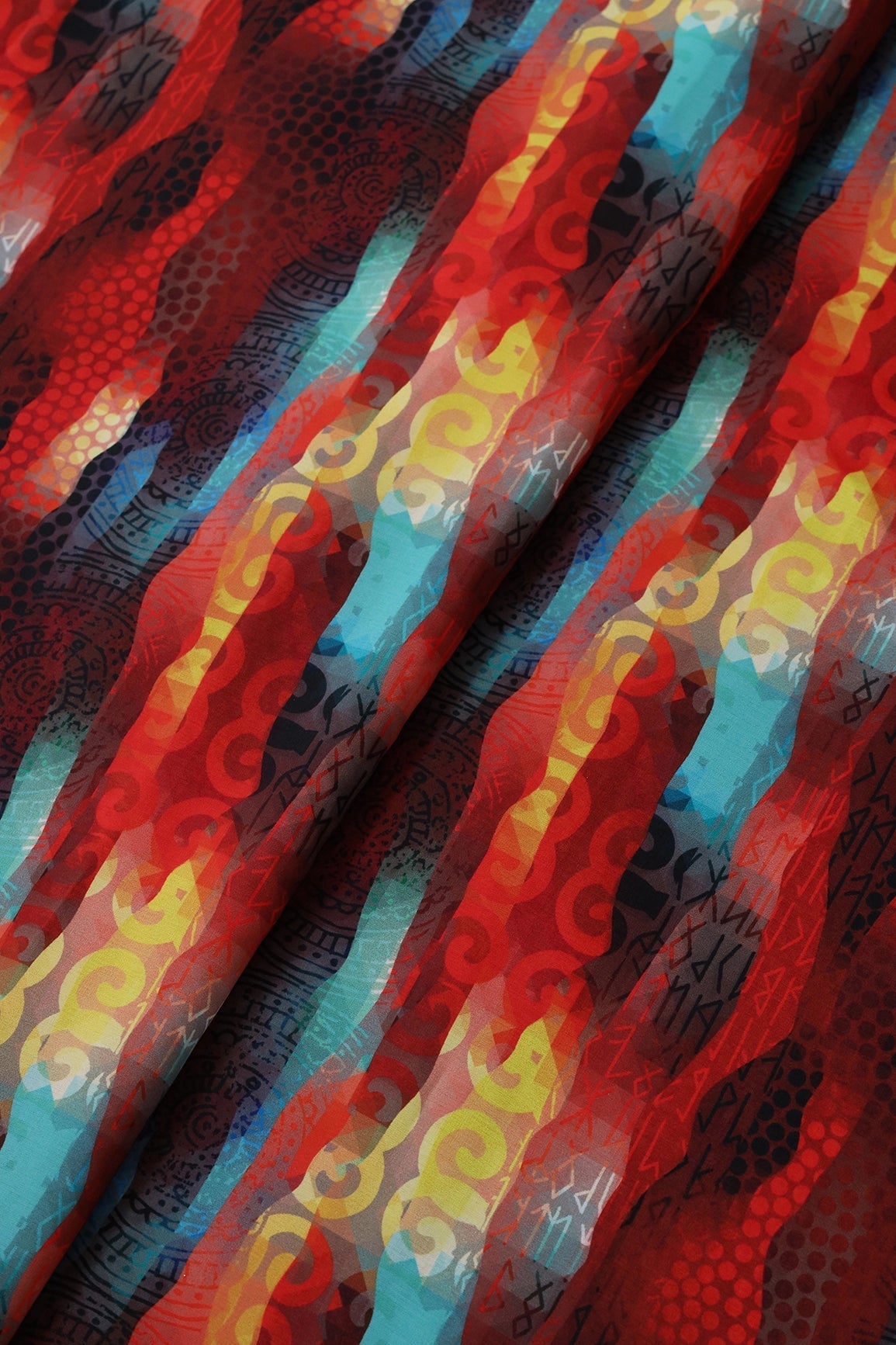 Multi Color Abstract Pattern Digital Print On Heavy Multi Polyester Fabric - doeraa