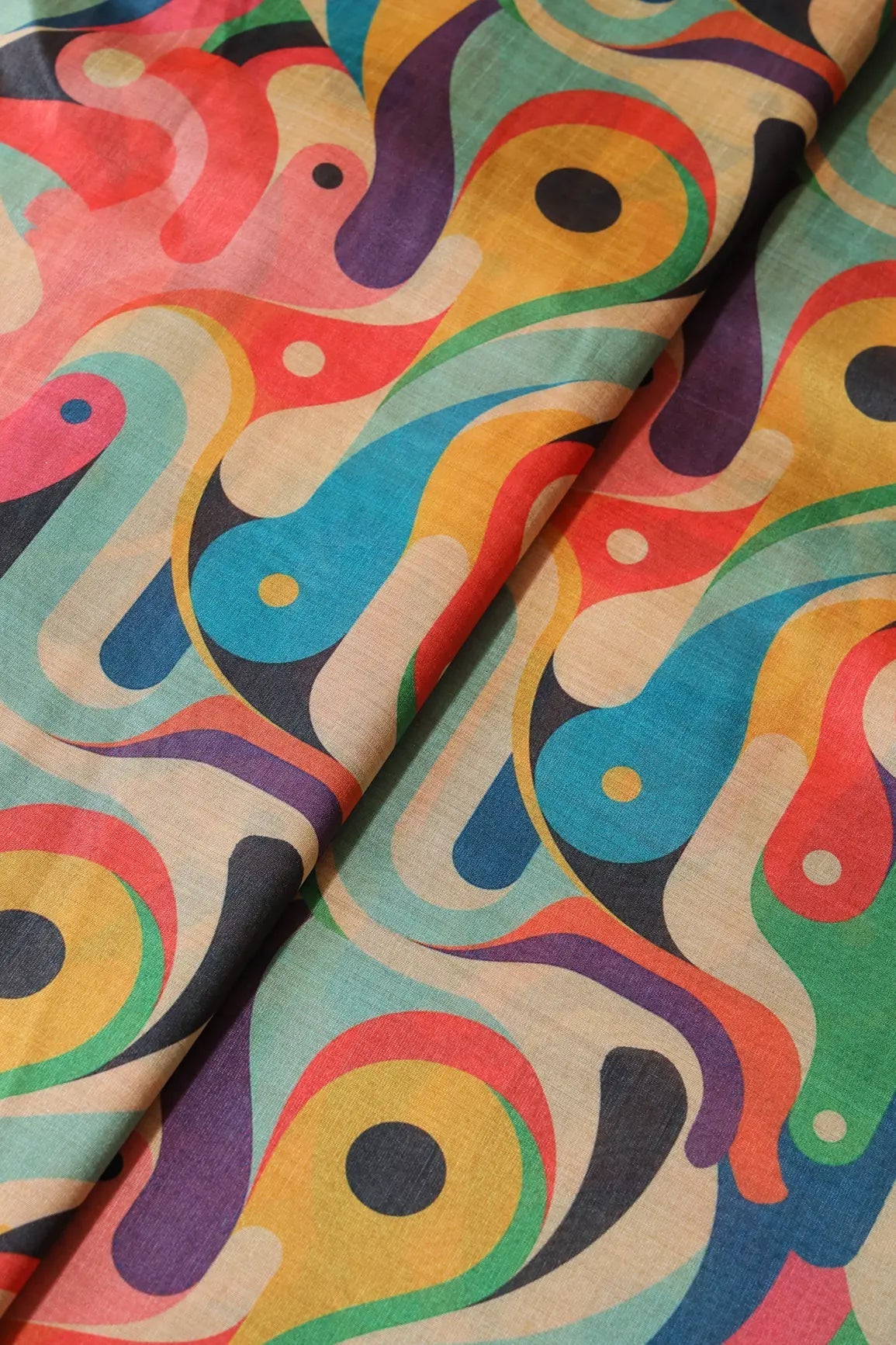 Multi Color And Beige Saree Set (2 Piece) - doeraa