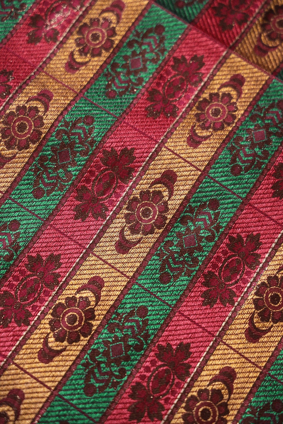 Multi Color Floral Banarasi Zari Jacquard Fabric - doeraa