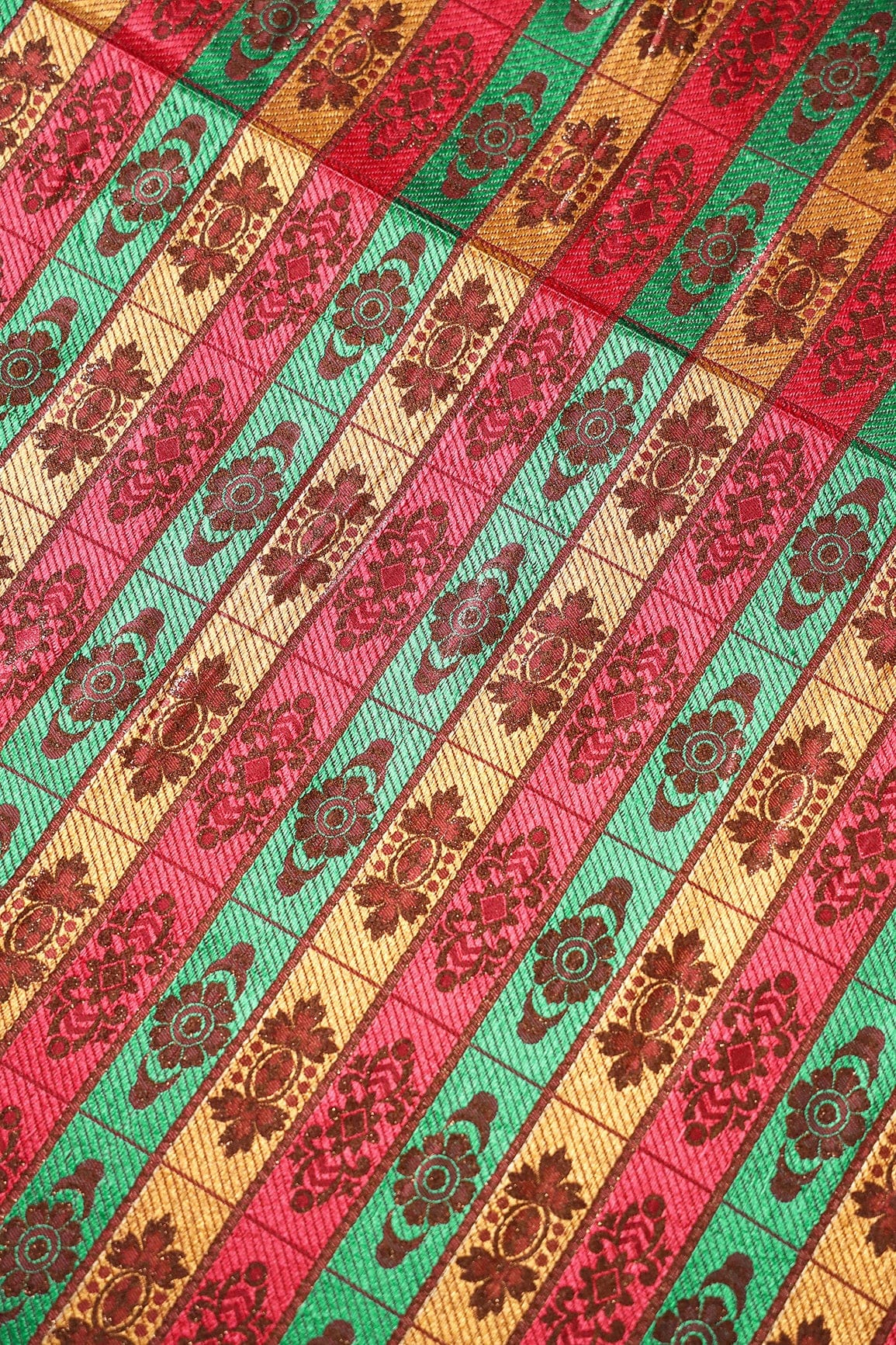 Multi Color Floral Banarasi Zari Jacquard Fabric - doeraa
