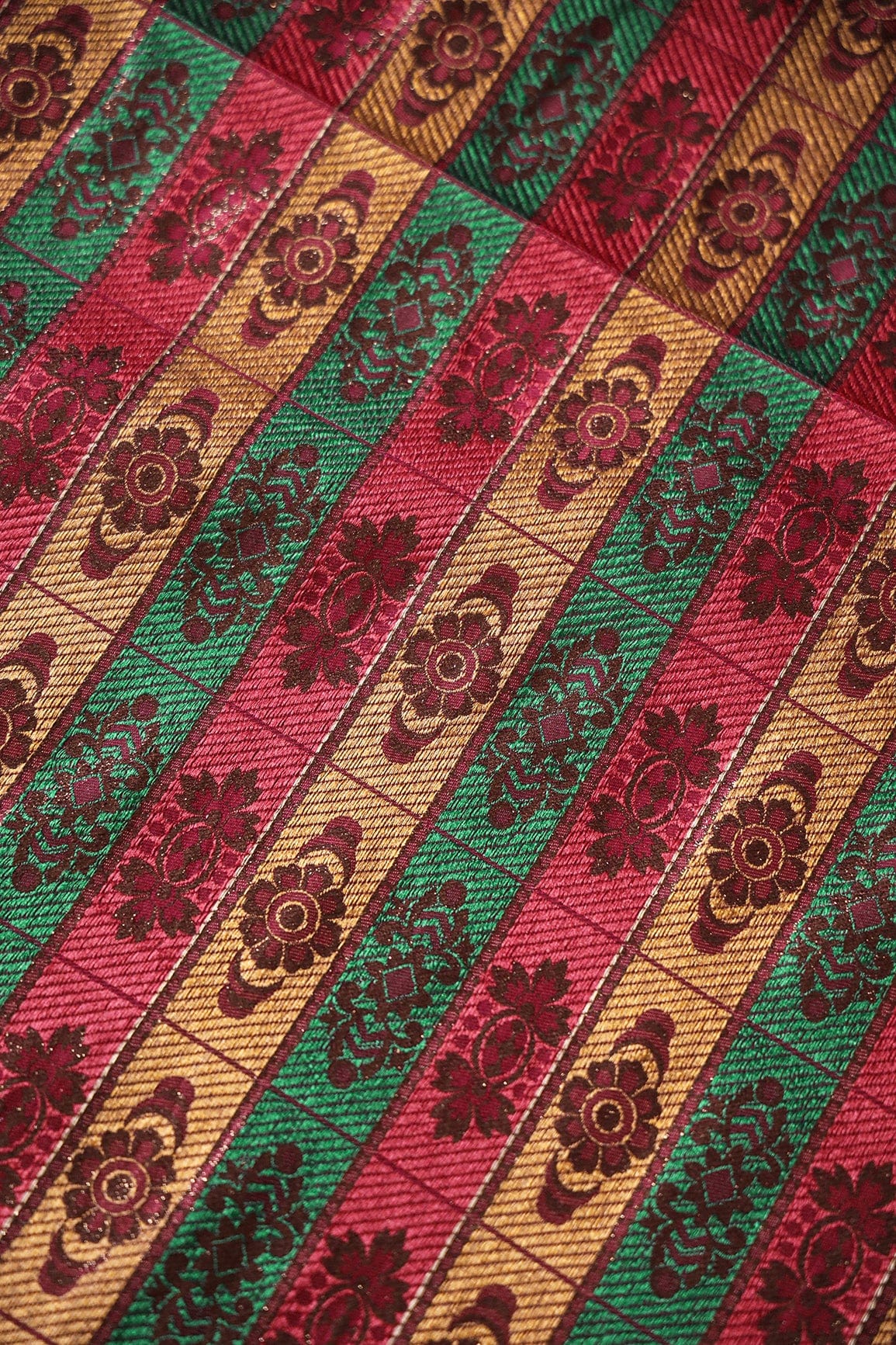 Multi Color Floral Banarasi Zari Jacquard Fabric - doeraa