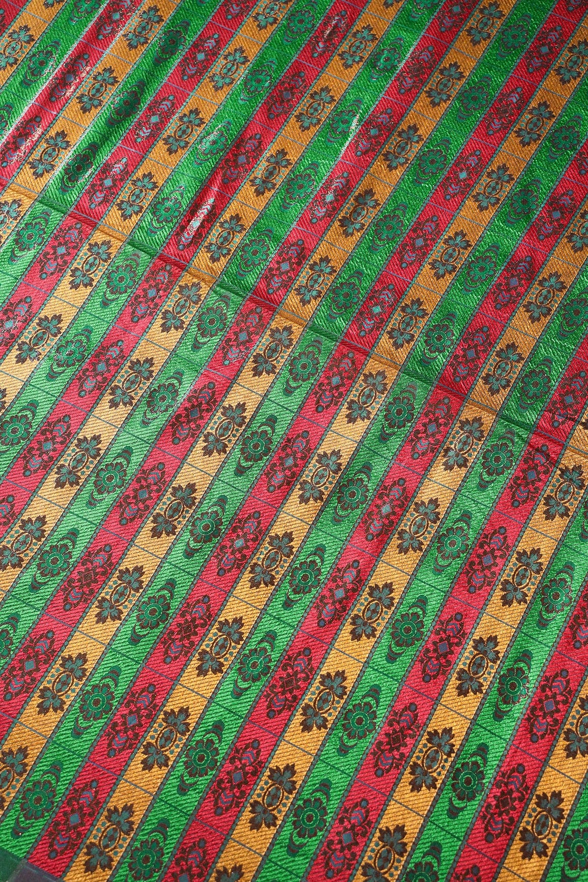 Multi Color Floral Banarasi Zari Jacquard Fabric - doeraa