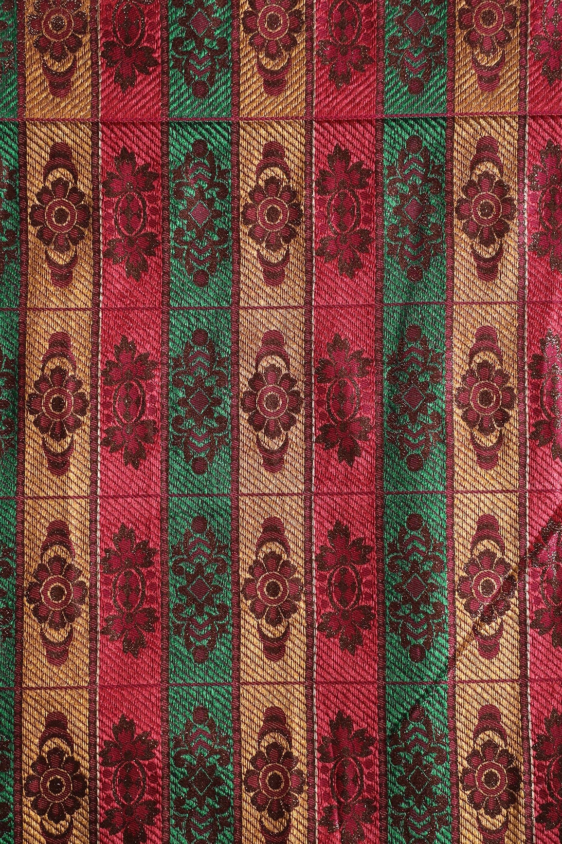 Multi Color Floral Banarasi Zari Jacquard Fabric - doeraa