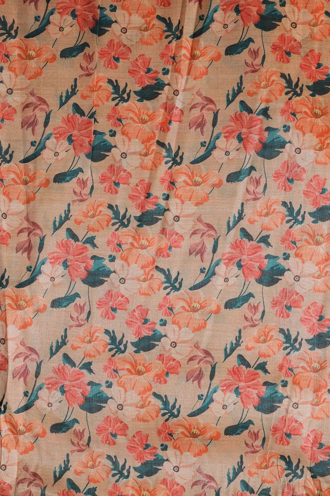 Multi Color Floral Pattern Digital Print On Mulberry Silk Fabric - doeraa