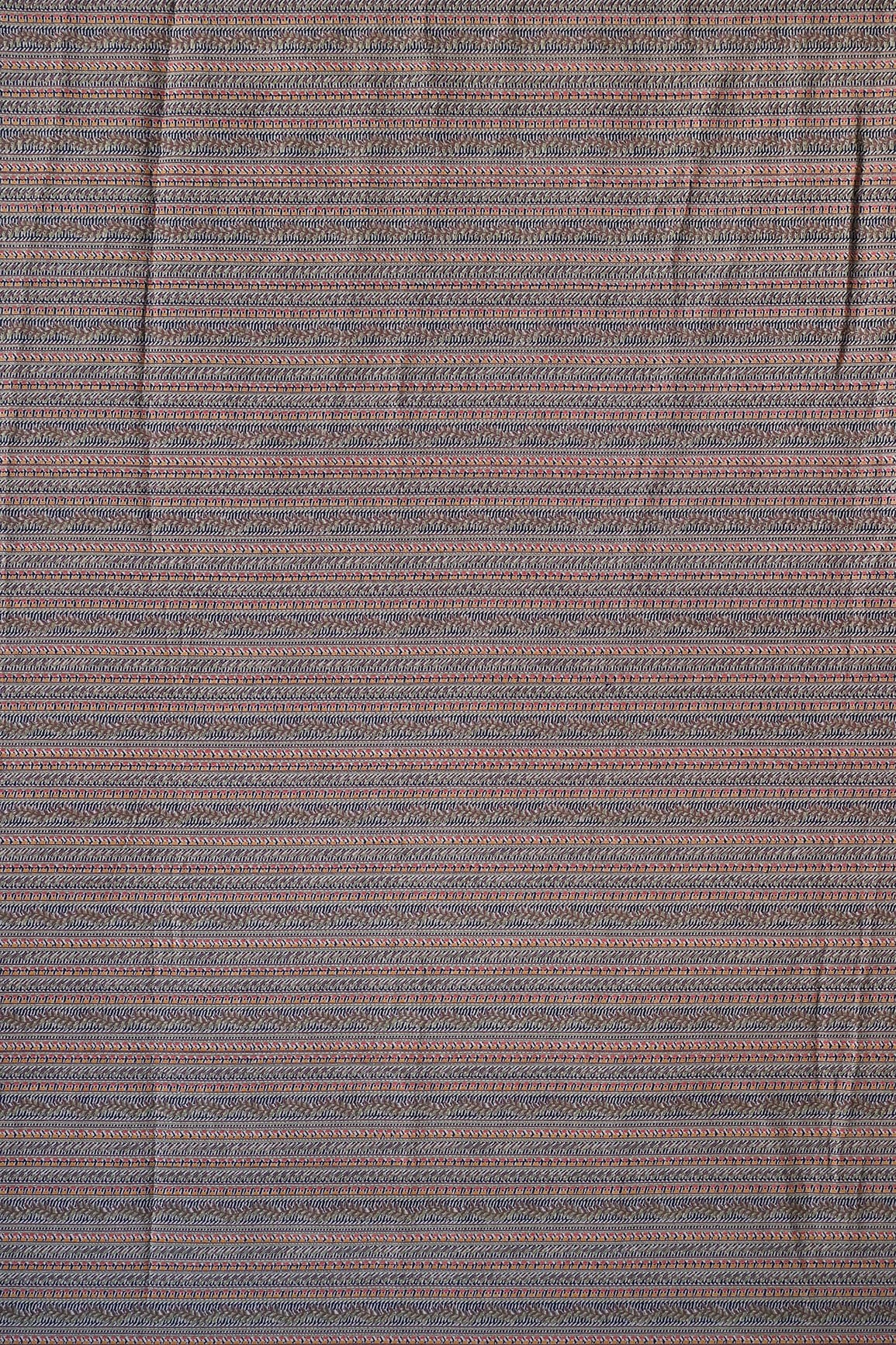 Multi Color Geometric Pattern Screen Print Chanderi Silk Fabric - doeraa
