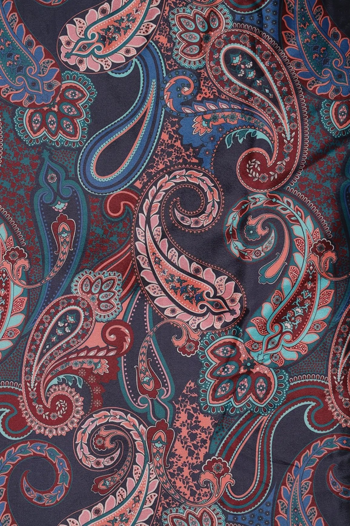 Multi Color Paisley Pattern Digital Print On French Crepe Fabric - doeraa