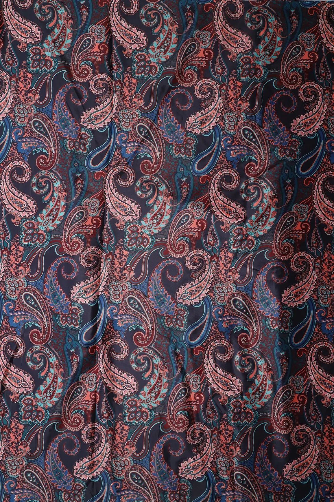 Multi Color Paisley Pattern Digital Print On French Crepe Fabric - doeraa