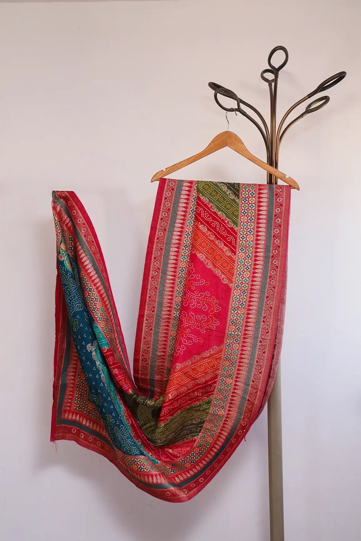 Multi Color Pure Viscose Dola Silk Jacquard Print Dupatta - doeraa