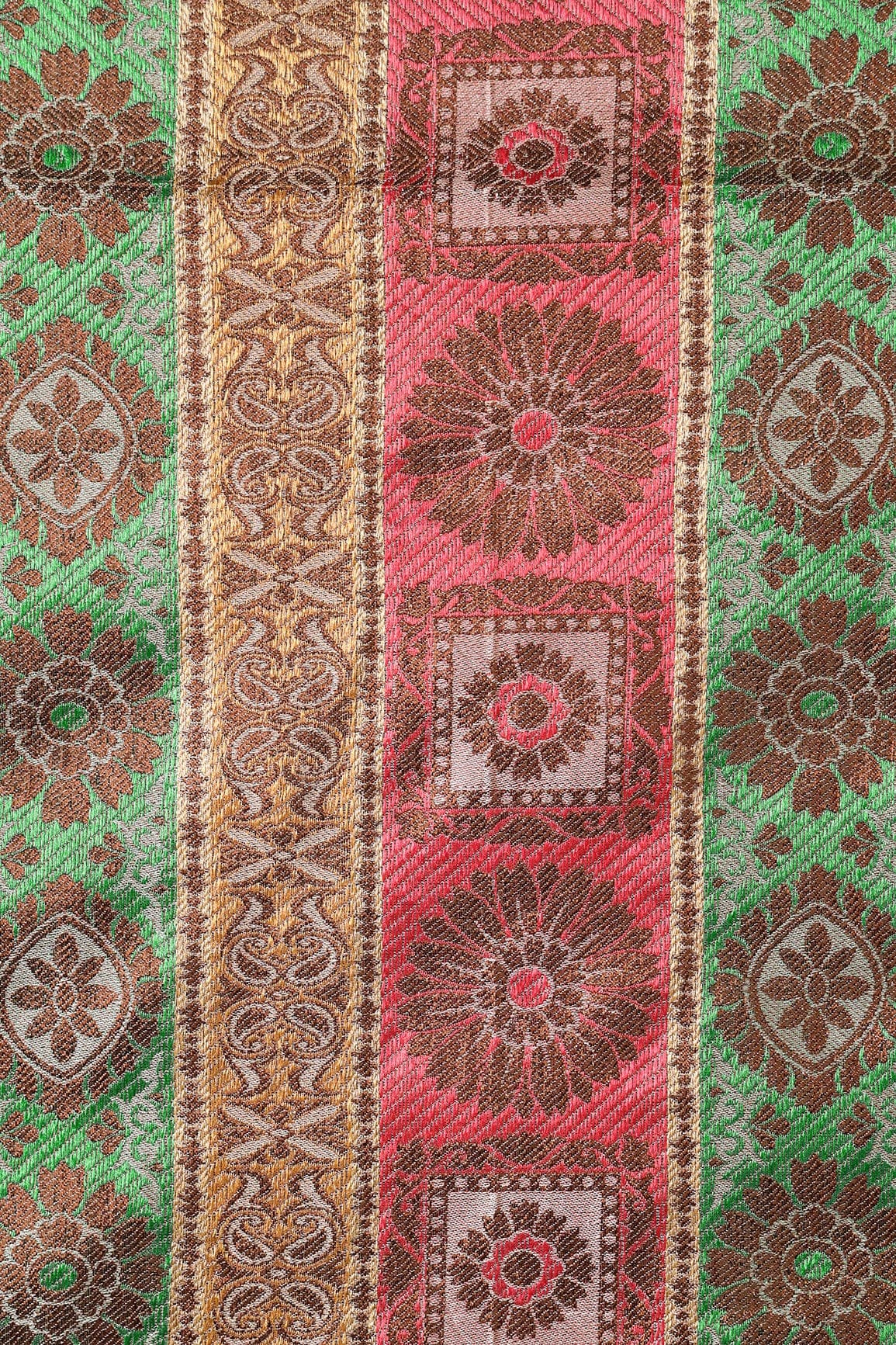 Multi Color Traditional Banarasi Zari Jacquard Fabric - doeraa