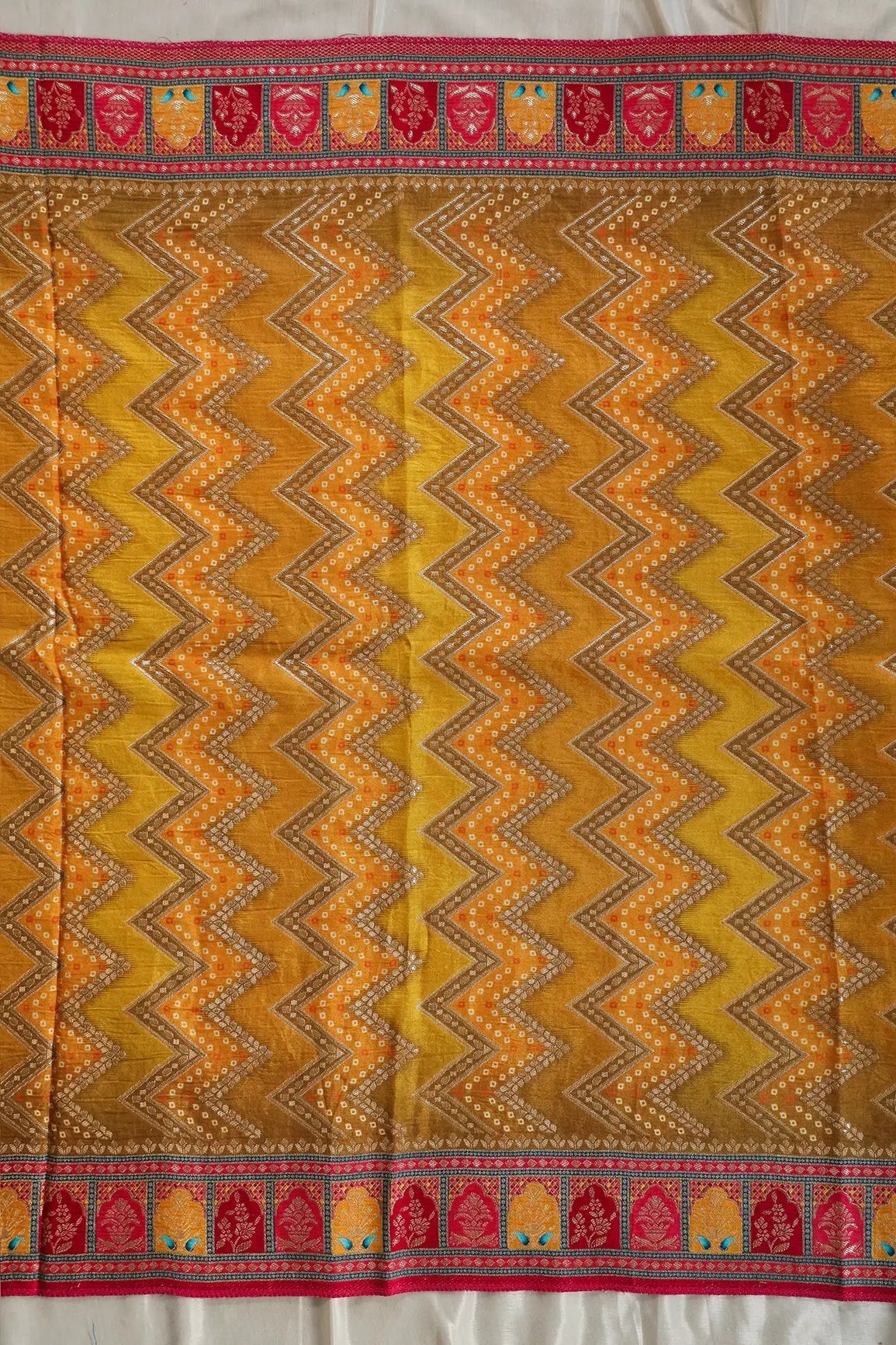 Mustard Pure Viscose Dola Silk Jacquard Print Dupatta - doeraa