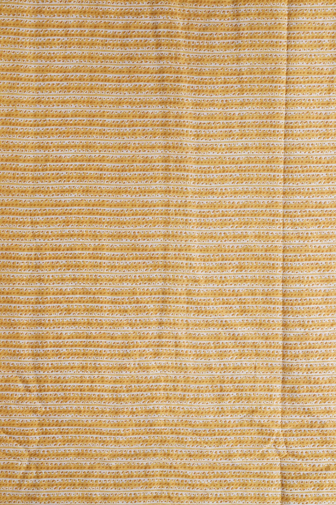 Mustard Yellow And White Stripes Print On Pure Cotton Fabric - doeraa