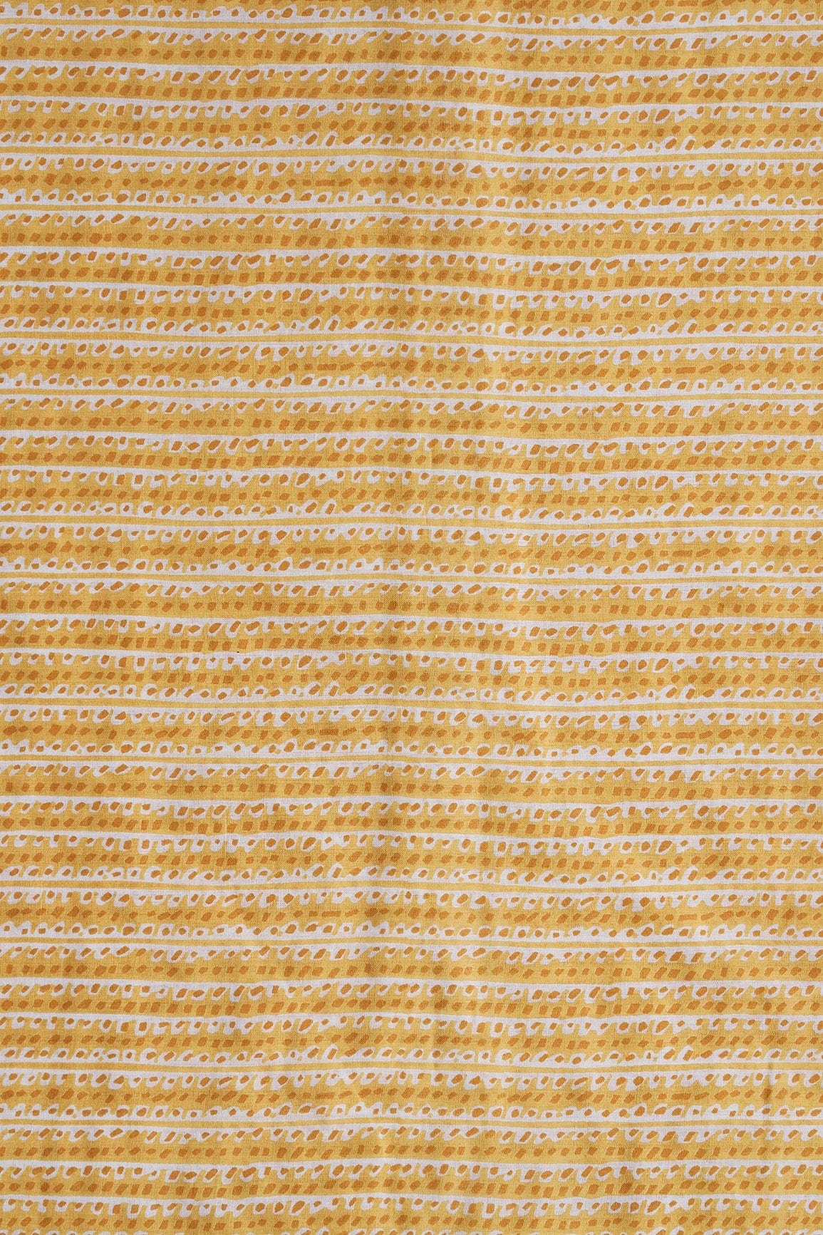 Mustard Yellow And White Stripes Print On Pure Cotton Fabric - doeraa