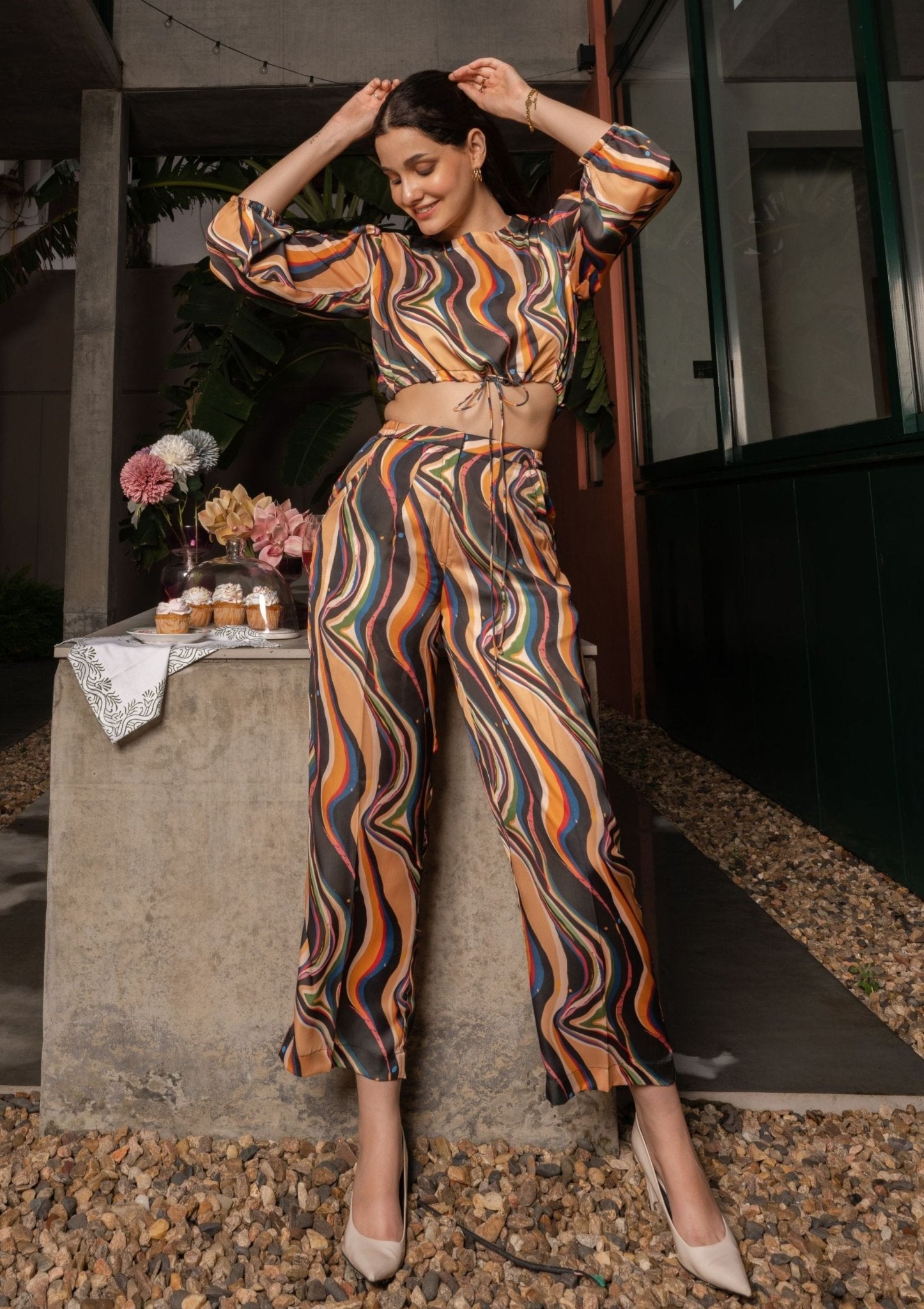 Nebula Abstract Satin Co - ord Set - doeraa
