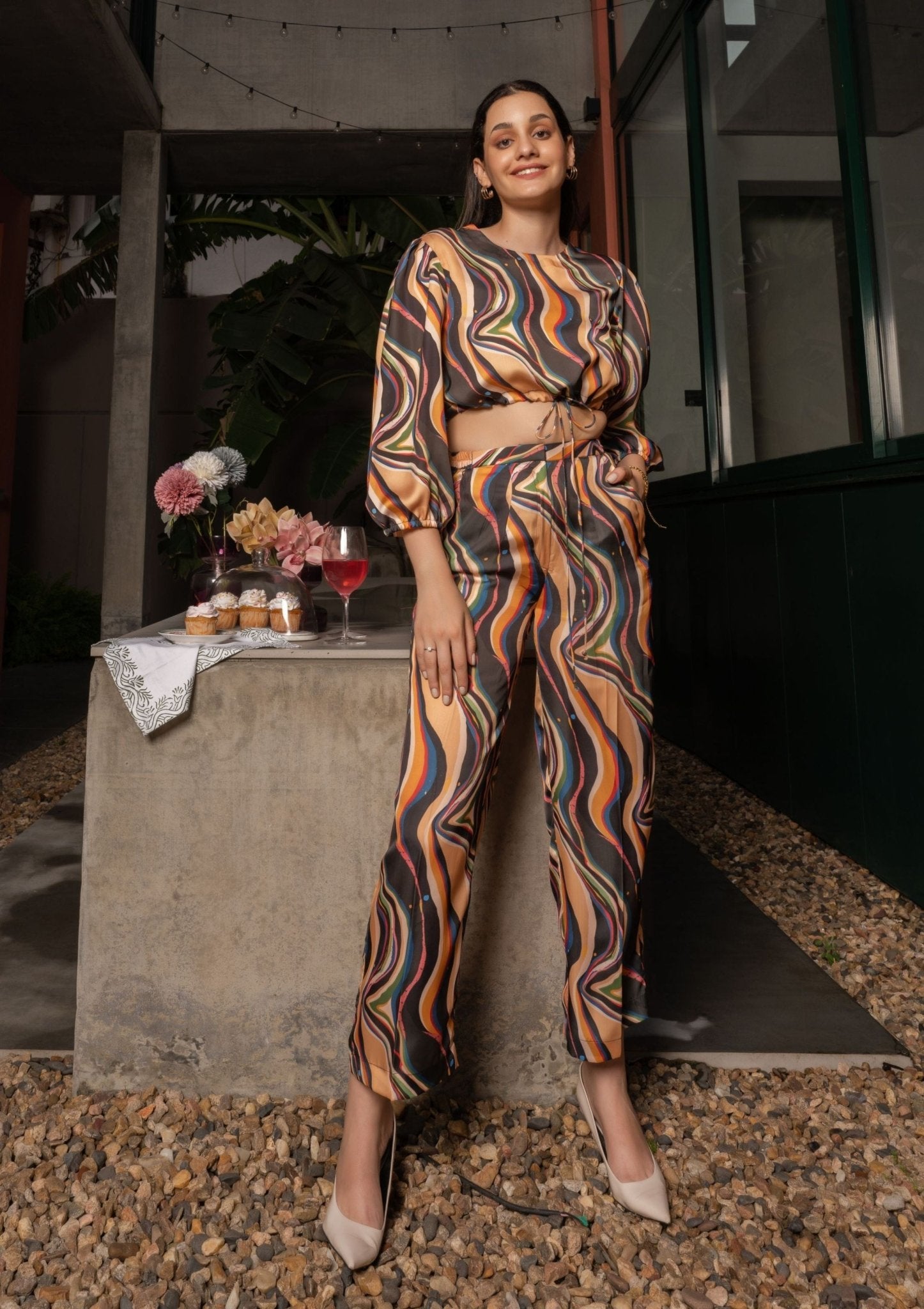 Nebula Abstract Satin Co - ord Set - doeraa