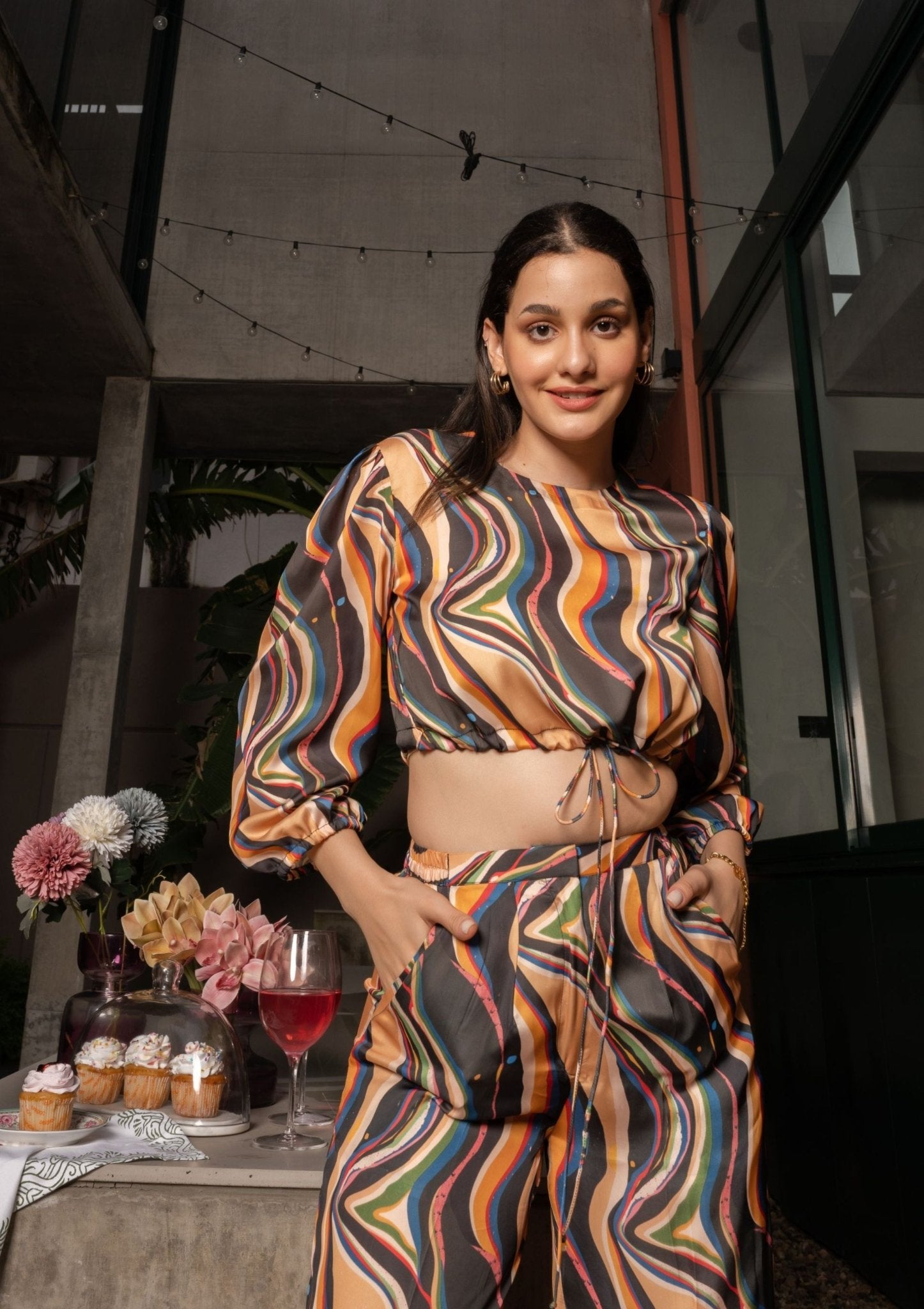 Nebula Abstract Satin Co - ord Set - doeraa