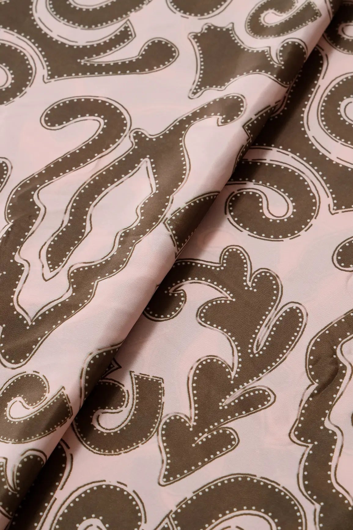Olive And Cream Abstract Pattern Digital Print On French Crepe Fabric - doeraa