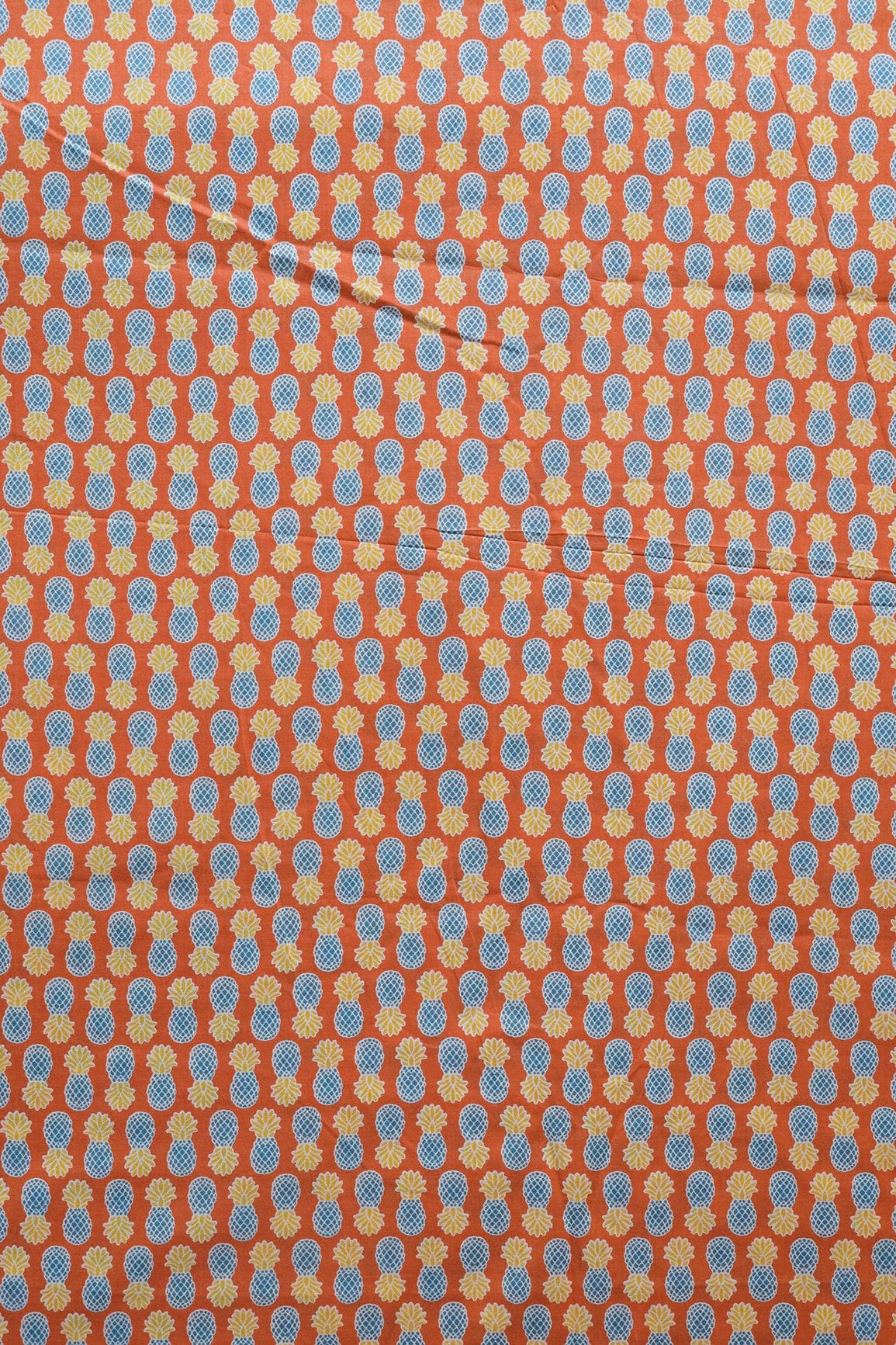 Orange And Blue Quirky Print On Pure Cotton Fabric - doeraa