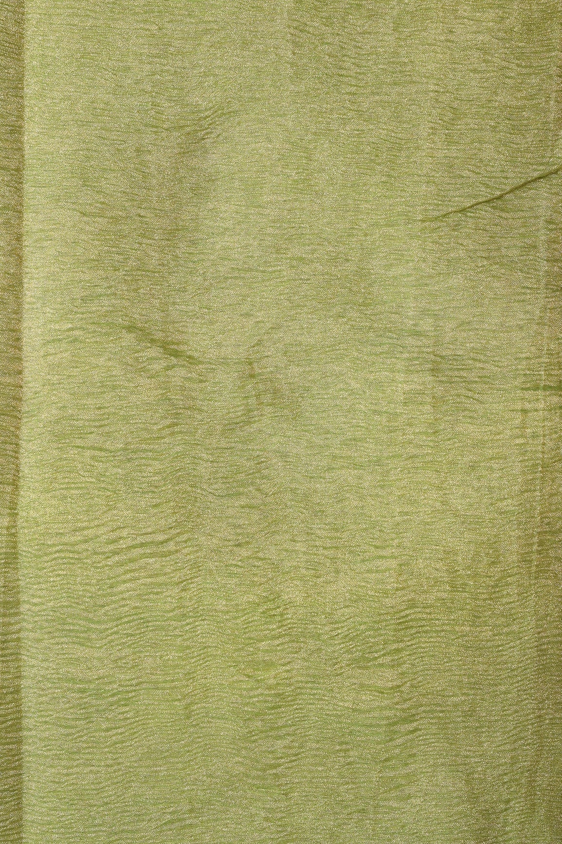 Parrot Green Banarasi Zari Crush Tissue Fabric - doeraa