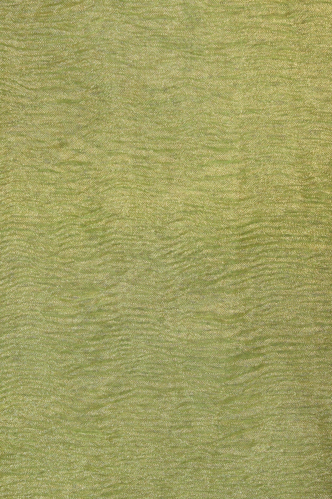 Parrot Green Banarasi Zari Crush Tissue Fabric (Width 45) - doeraa