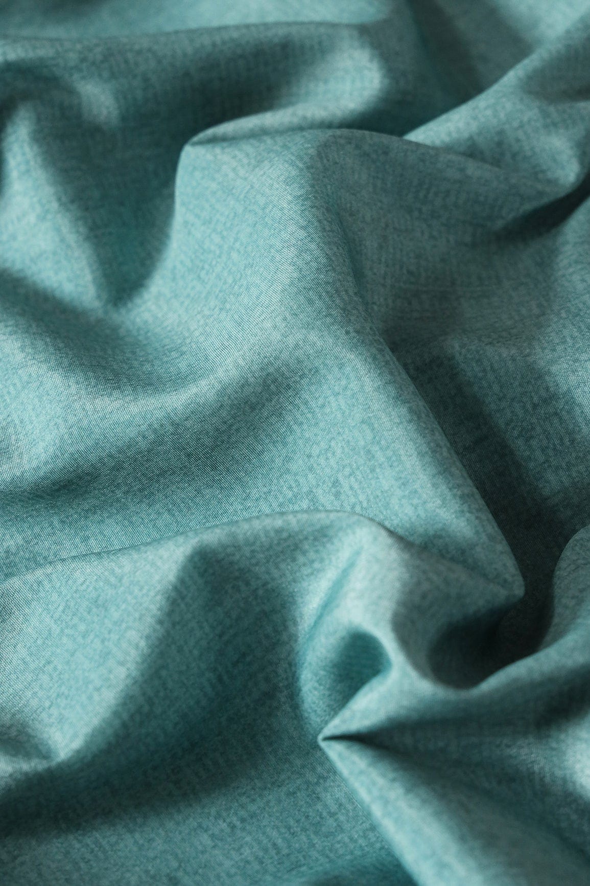 Pastel Teal Texture Pattern Digital Print On French Crepe Fabric - doeraa