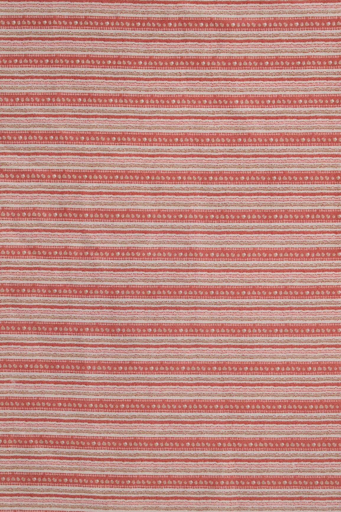 Peach And Cream Stripes Print On Viscose Chanderi Silk Fabric - doeraa