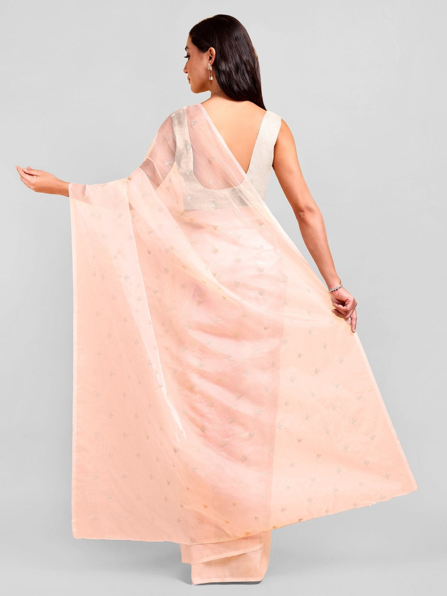 Peach Saree Set (2 Piece) - doeraa