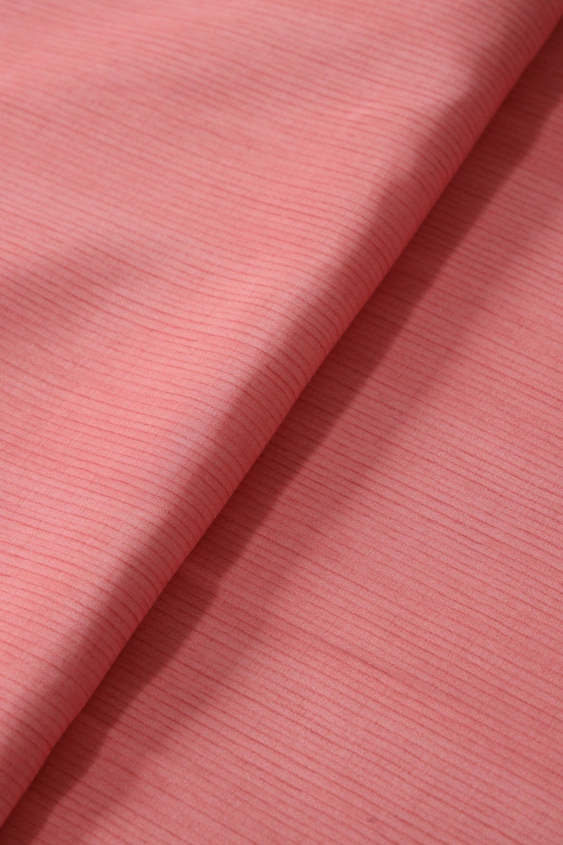 Peach Stripes Pattern Digital Print On French Crepe Fabric - doeraa