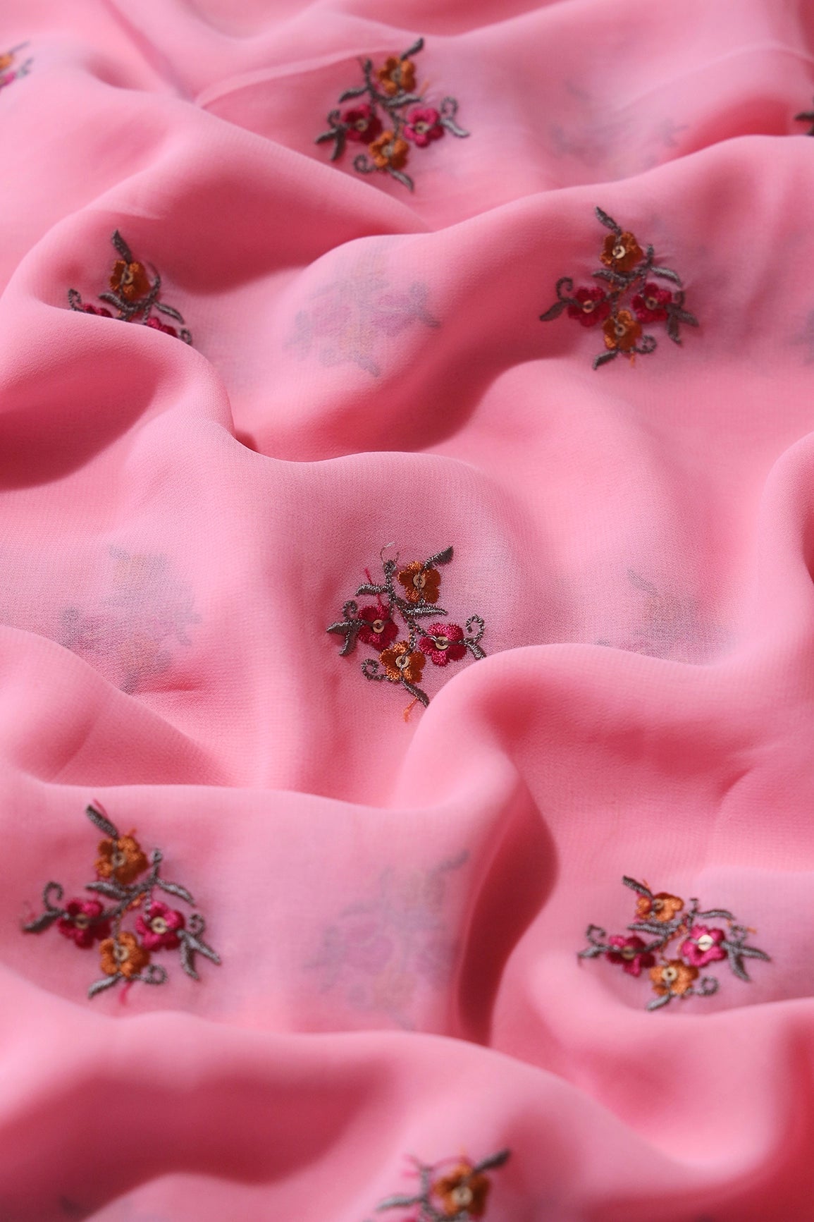 Pink And Fuchsia Unstitched Lehenga Set Fabric (3 Piece) - doeraa