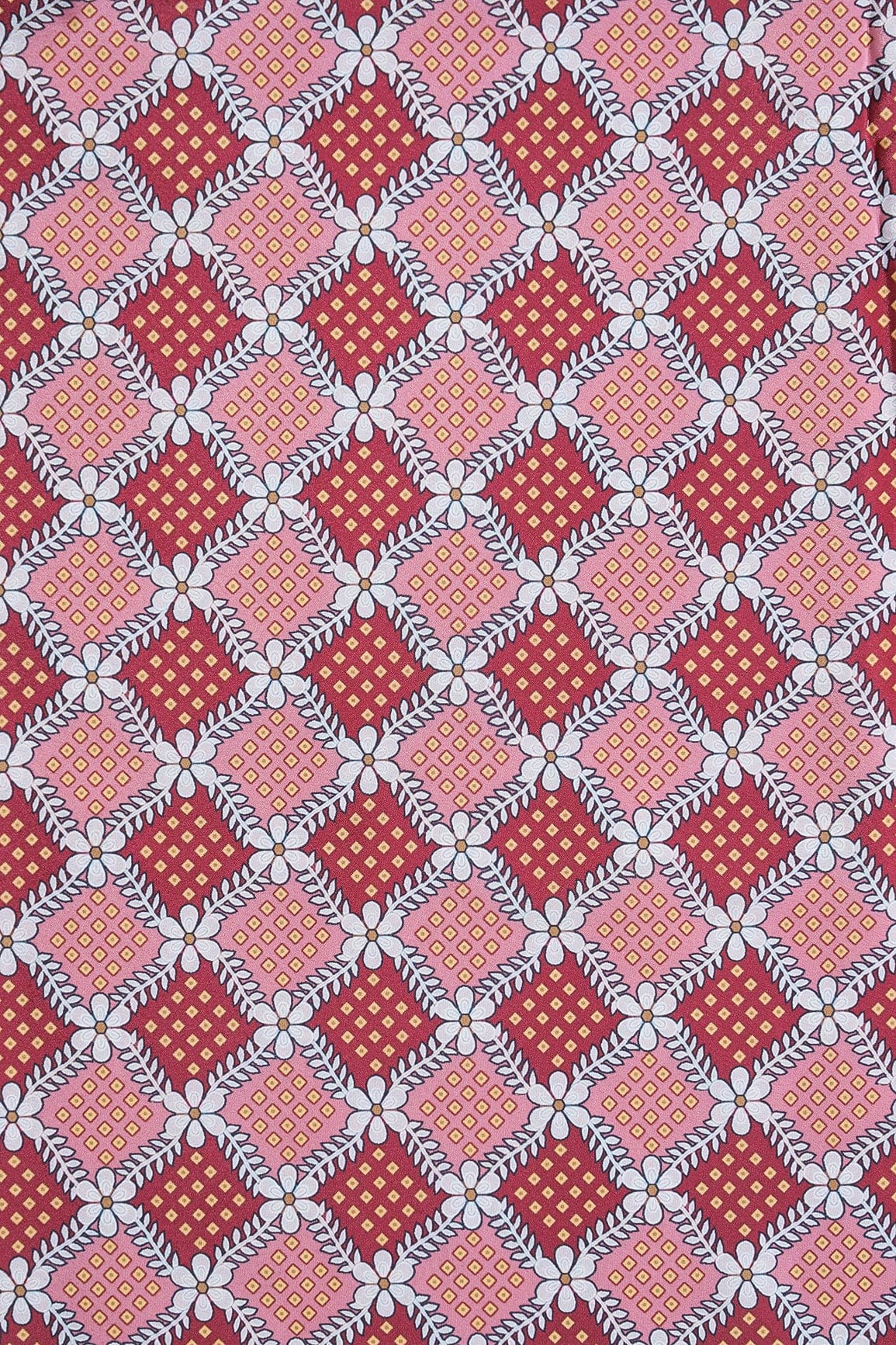 Pink And Maroon Checks Pattern Digital Print On French Crepe Fabric - doeraa