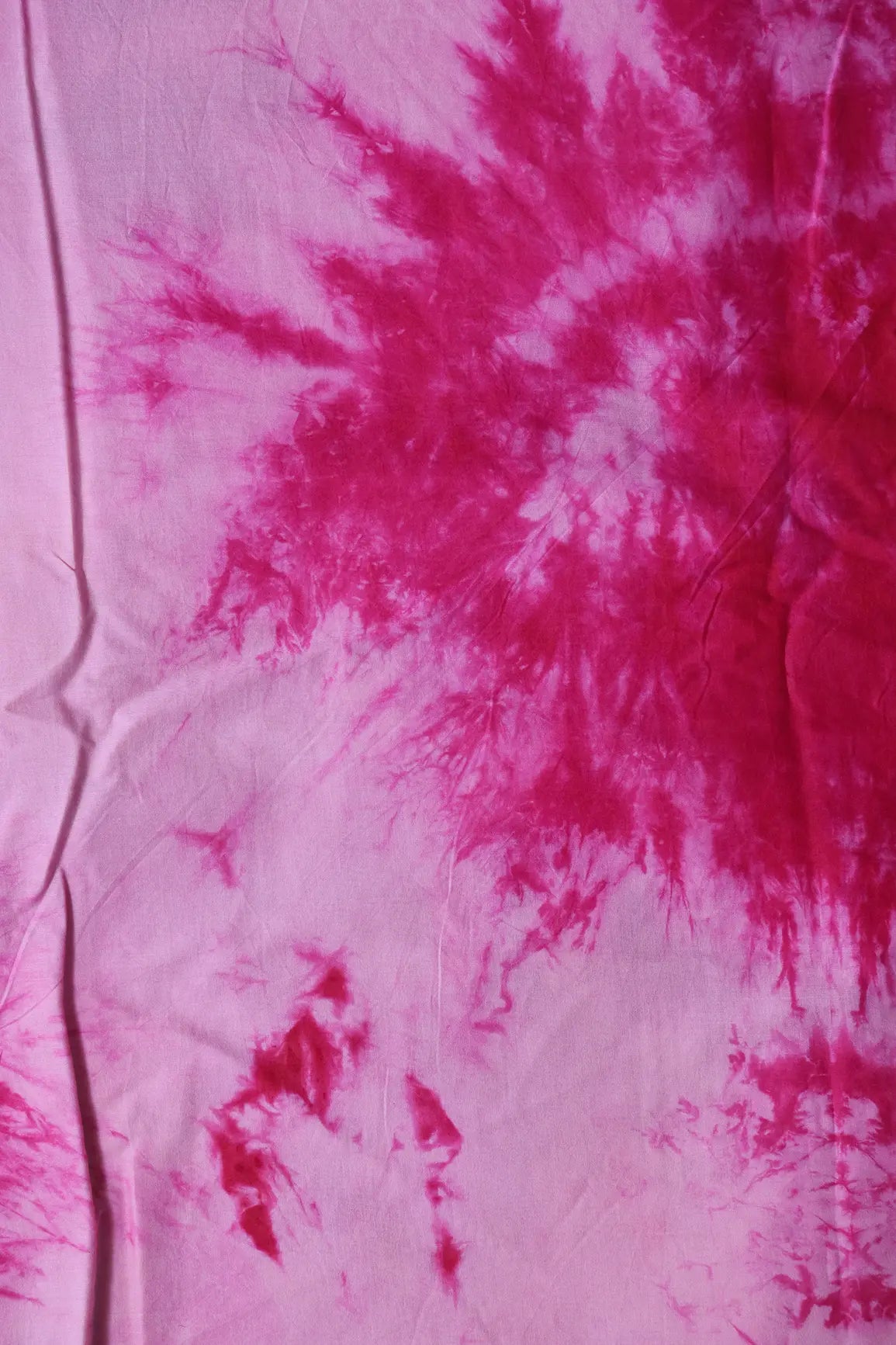 Pink And Off White Tie & Dye Shibori Print On Pure Cotton Fabric - doeraa