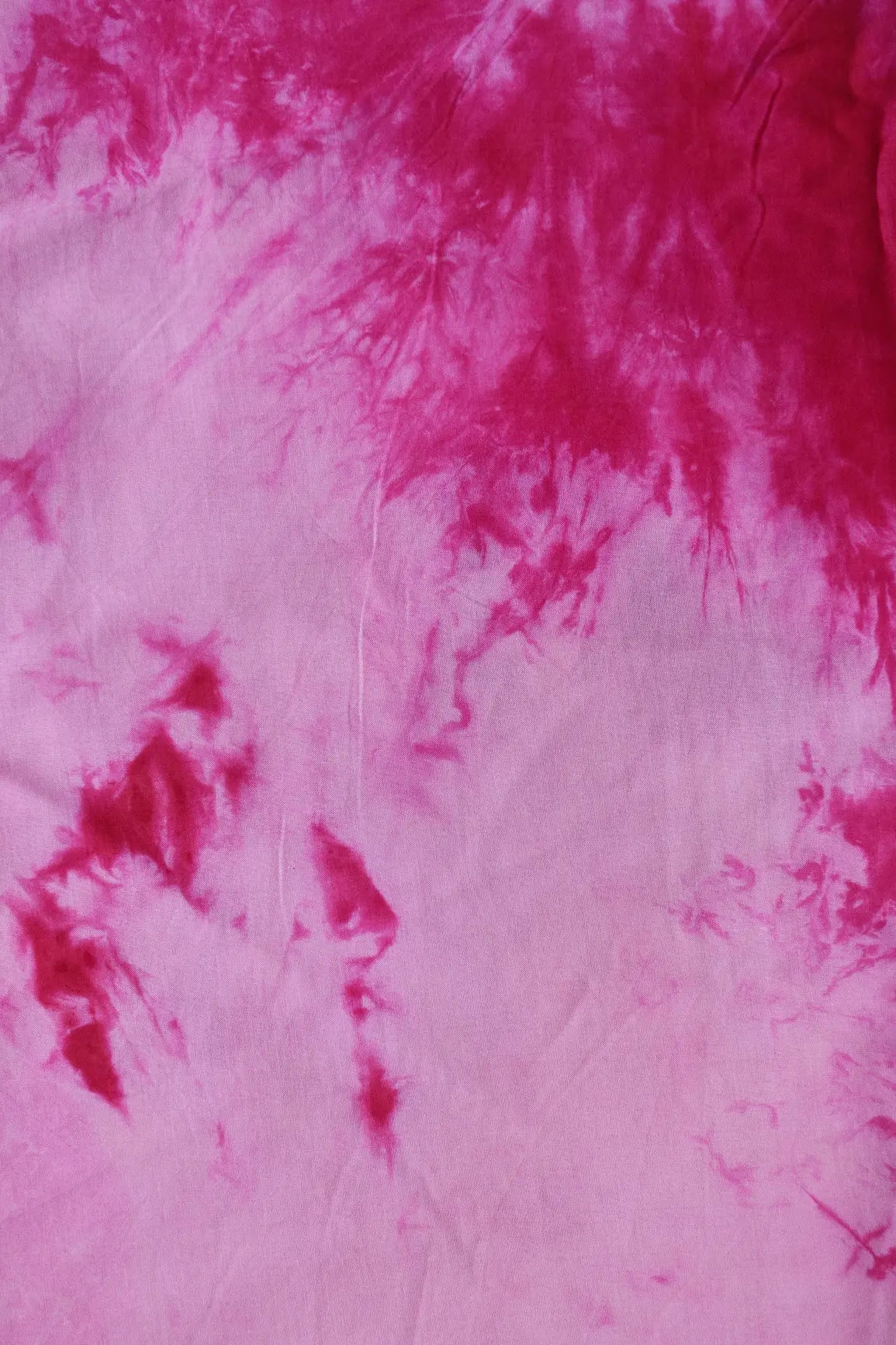 Pink And Off White Tie & Dye Shibori Print On Pure Cotton Fabric - doeraa