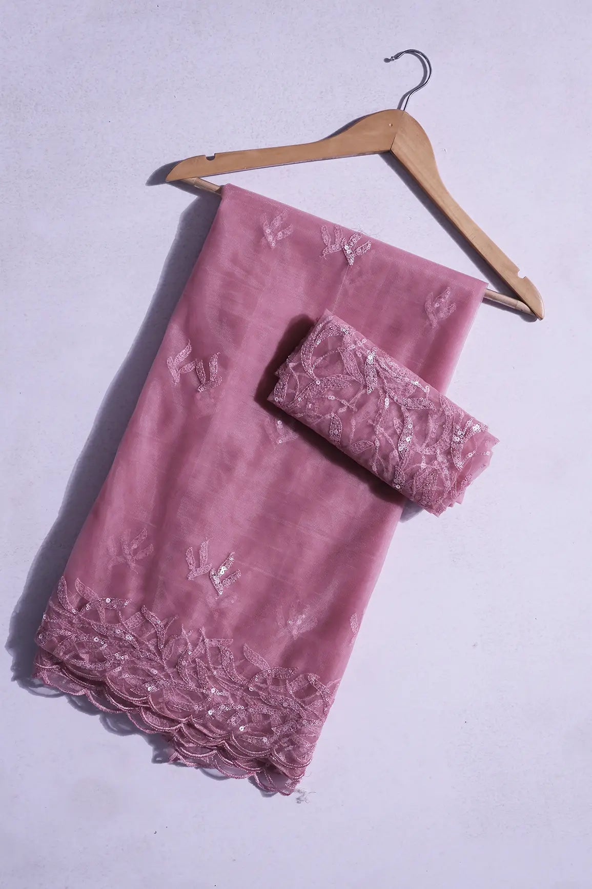 Pink Embroidery Saree Set (Saree With Blouse Piece) - doeraa