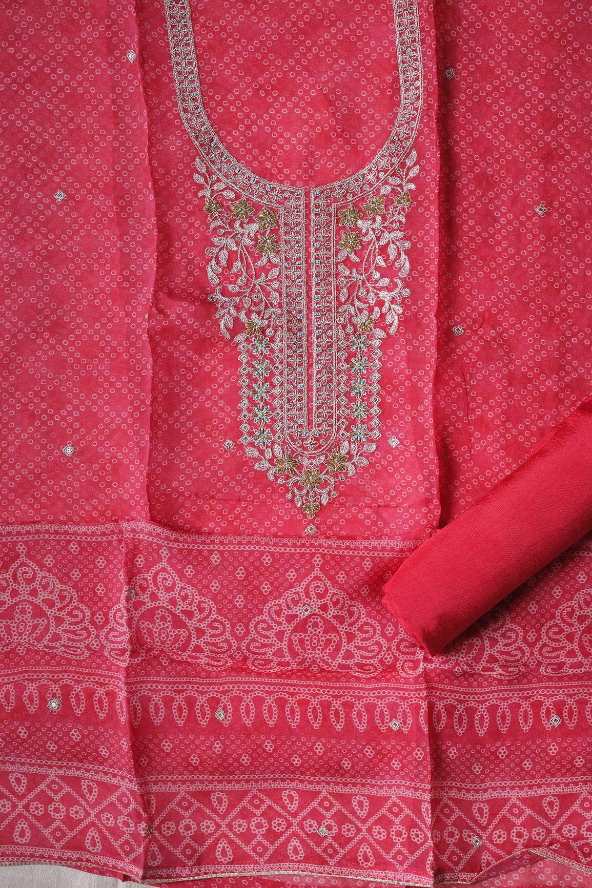 Pink Semi Stitched Pure Organza Suit Set (3 piece) - doeraa