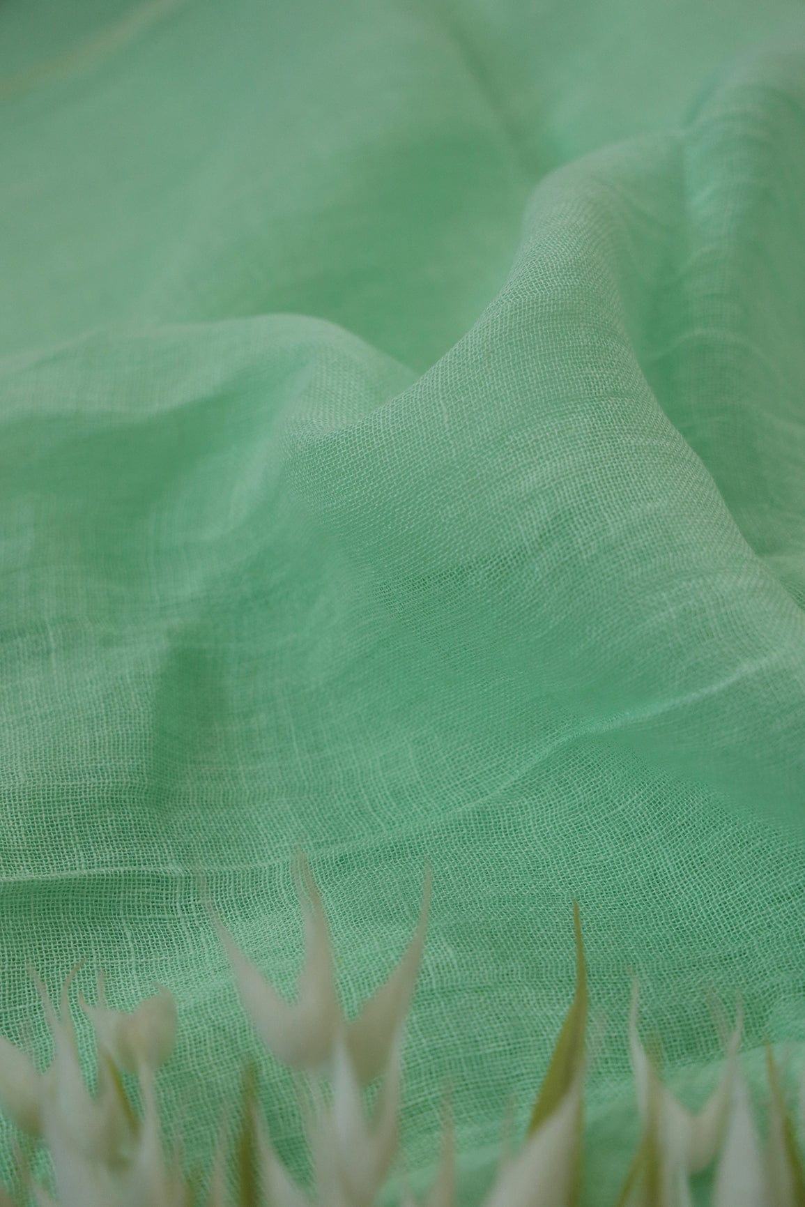 Pista Green Linen by Cotton Fabric - doeraa