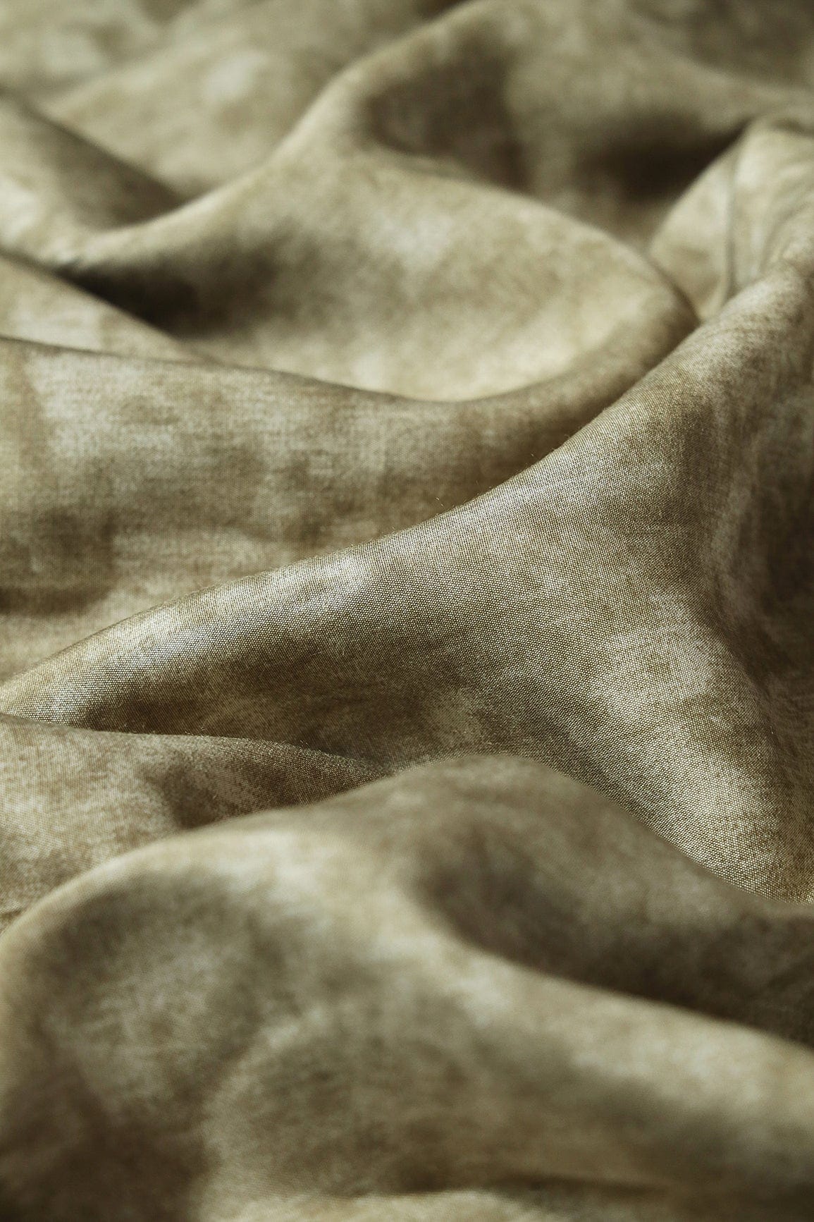 doeraa Plain Fabrics Olive Green And Cream Plain Texture Pattern On Viscose Chanderi Silk Fabric