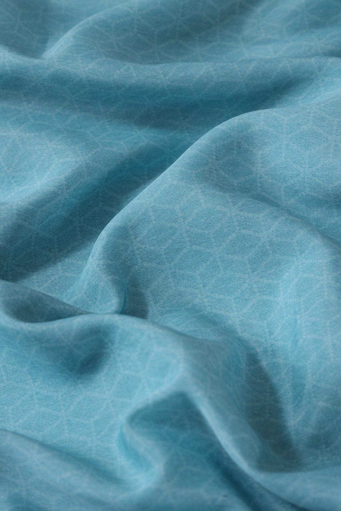 doeraa Prints Blue Geometric Pattern Digital Print On French Crepe Fabric