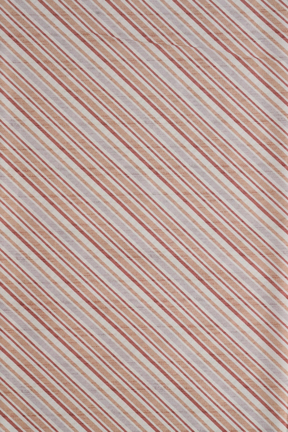 doeraa Prints Brown And Beige Stripes Pattern Digital Print On Cream French Crepe Fabric