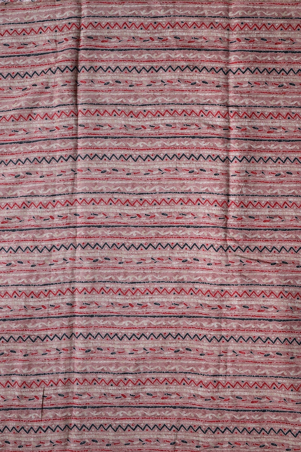 doeraa Prints Dusty Pink And Light Beige Stripes Print On Viscose Chanderi Silk Fabric