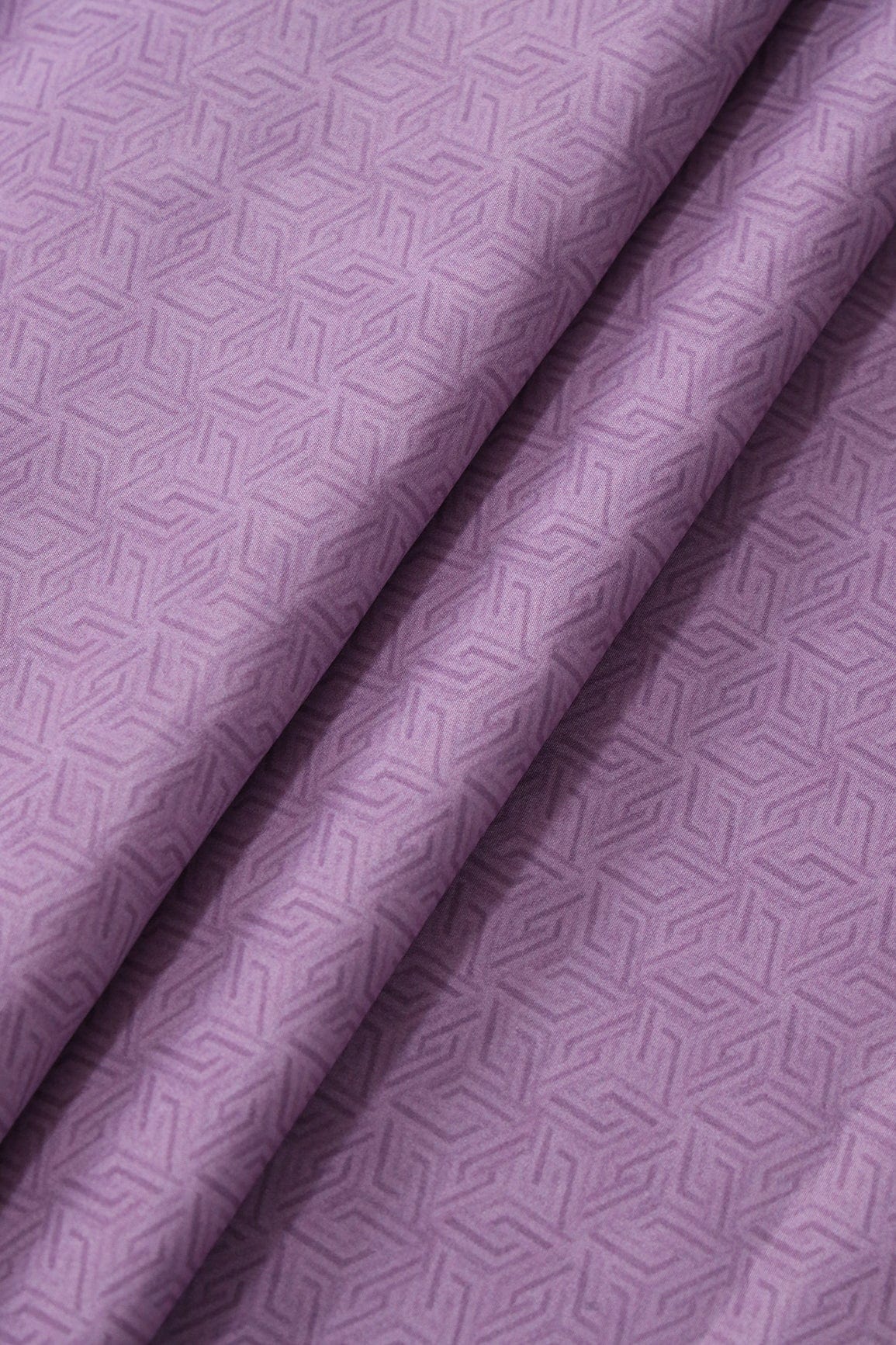doeraa Prints Lavender Geometric Pattern Digital Print On French Crepe Fabric