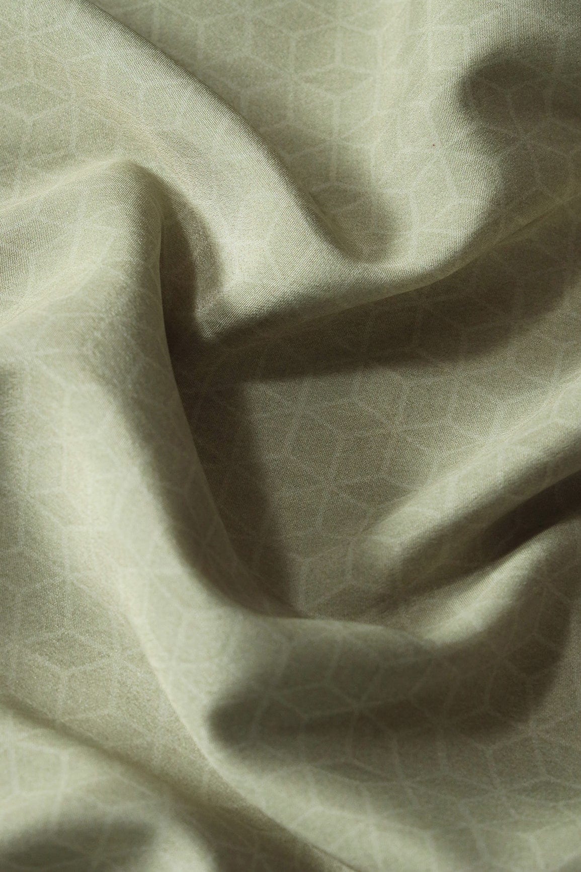 doeraa Prints Light Olive Geometric Pattern Digital Print On French Crepe Fabric