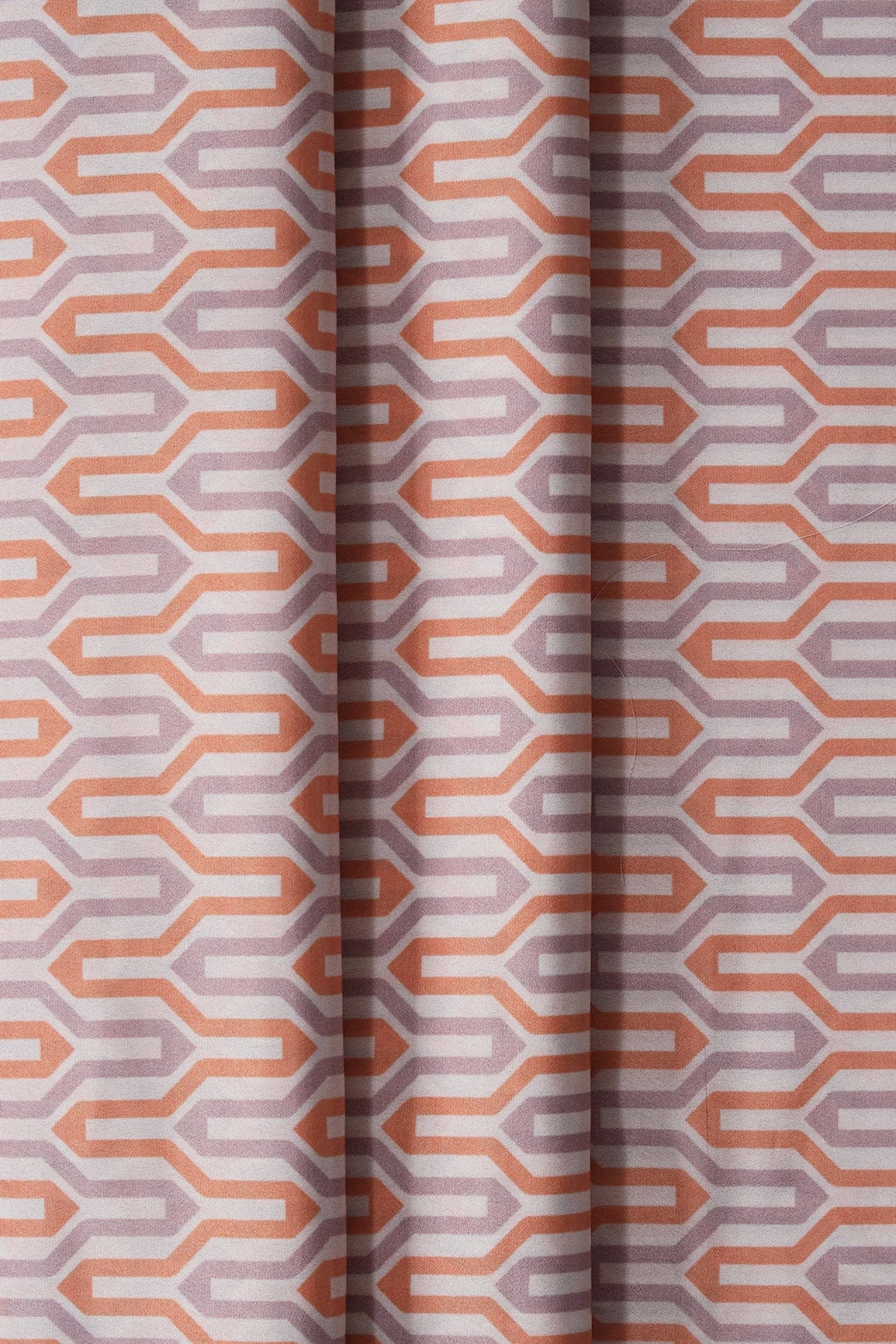 doeraa Prints Light Orange And Light Purple Geometric Pattern Digital Print On French Crepe Fabric
