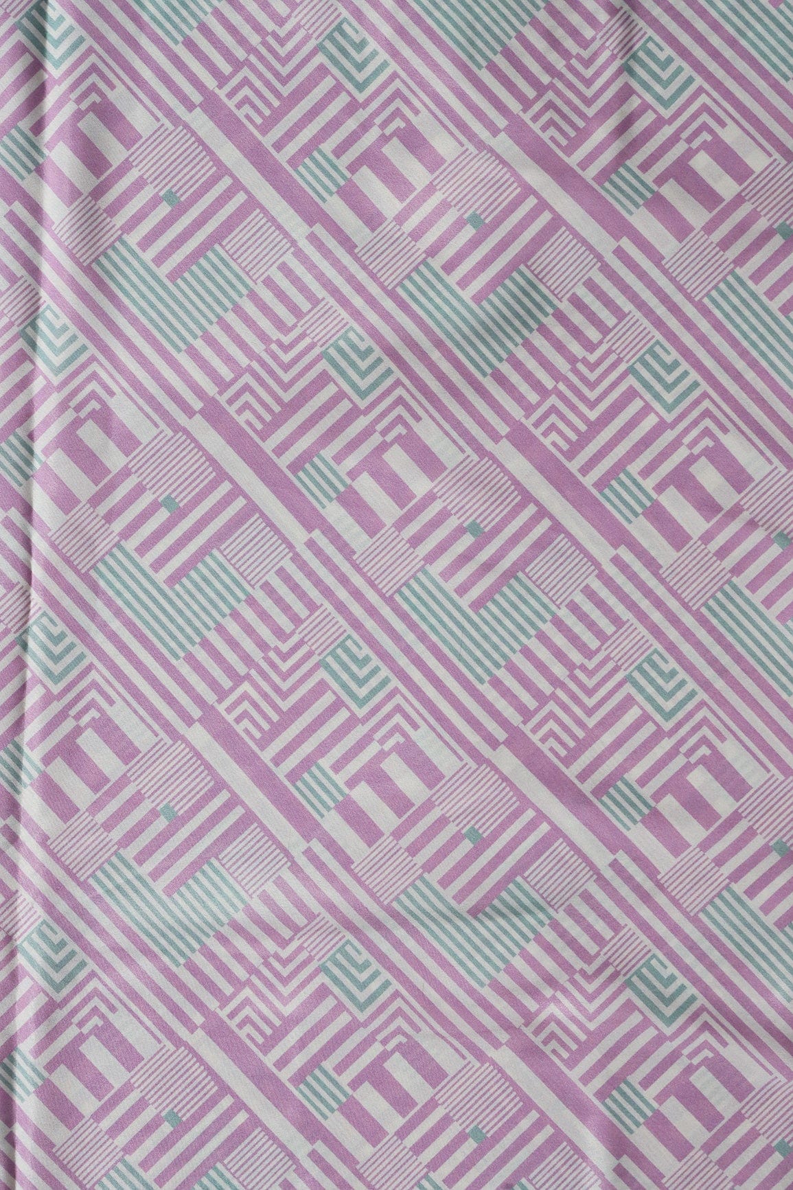 doeraa Prints Light Purple And Pastel Green Geometric Pattern Digital Print On Off White French Crepe Fabric