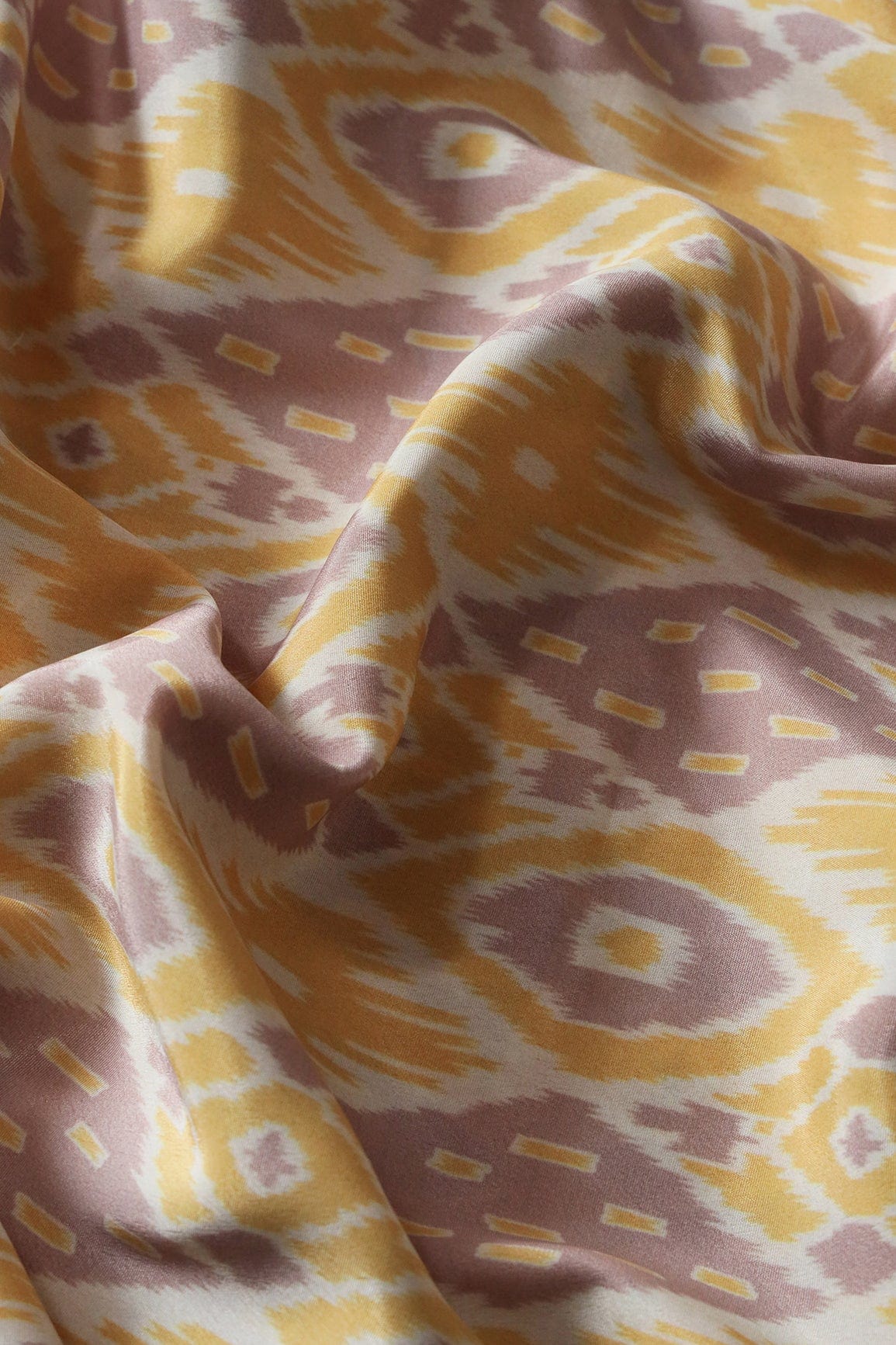 doeraa Prints Light Purple And Yellow Geometric Pattern Digital Print On French Crepe Fabric