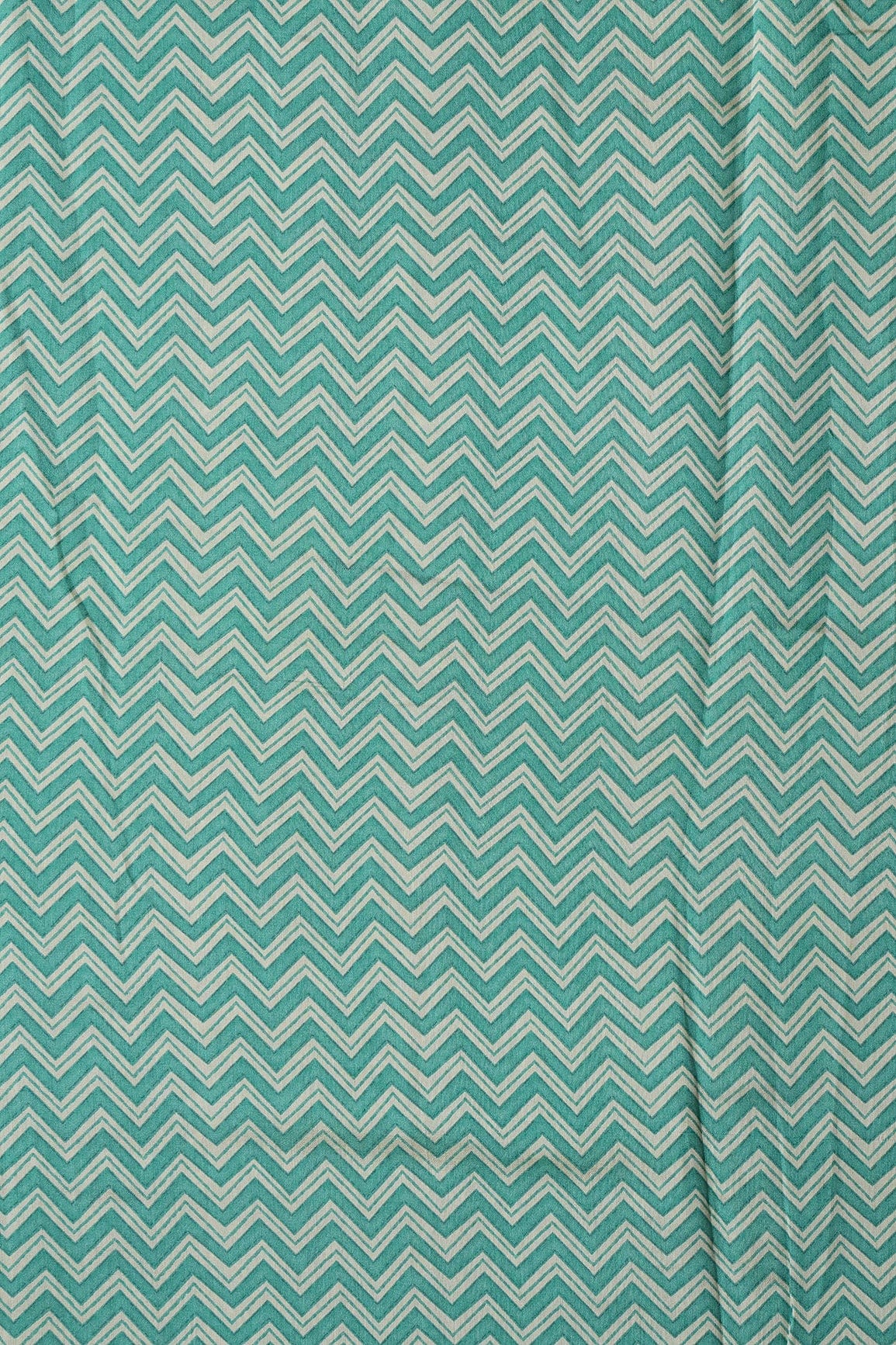 doeraa Prints Light Teal And Cream Chevron Print On Viscose Chanderi Silk Fabric