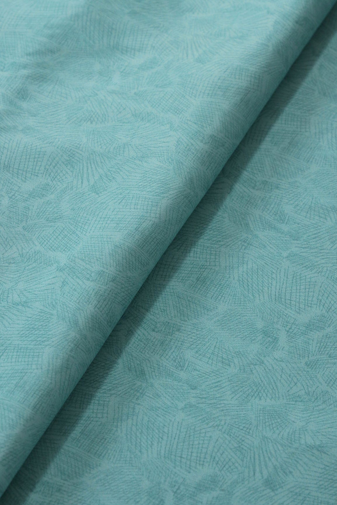 doeraa Prints Pastel Teal Abstract Pattern Digital Print On French Crepe Fabric