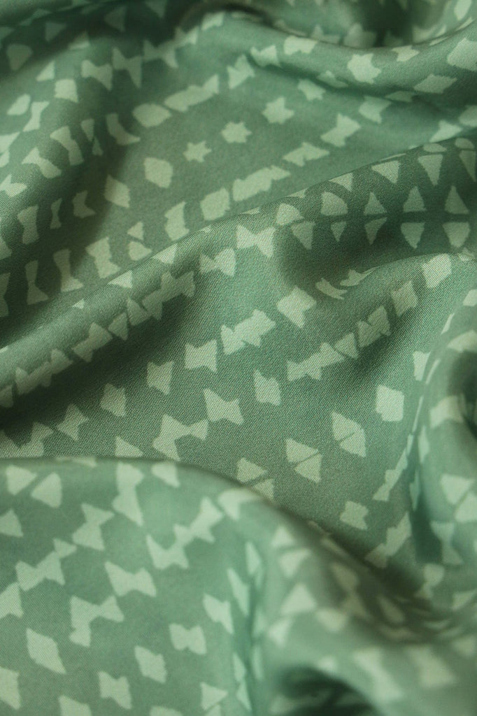 doeraa Prints Pickle Green And Pastel Green Stripes Pattern Digital Print On French Crepe Fabric