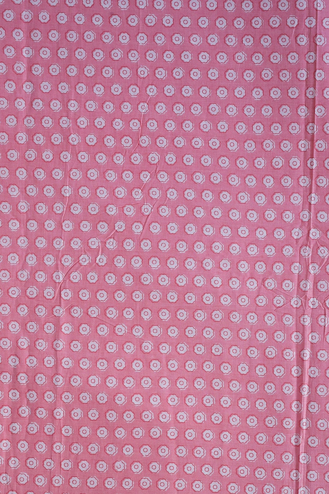 doeraa Prints White Small Floral Booti Pattern Print On Baby Pink Pure Cotton Fabric