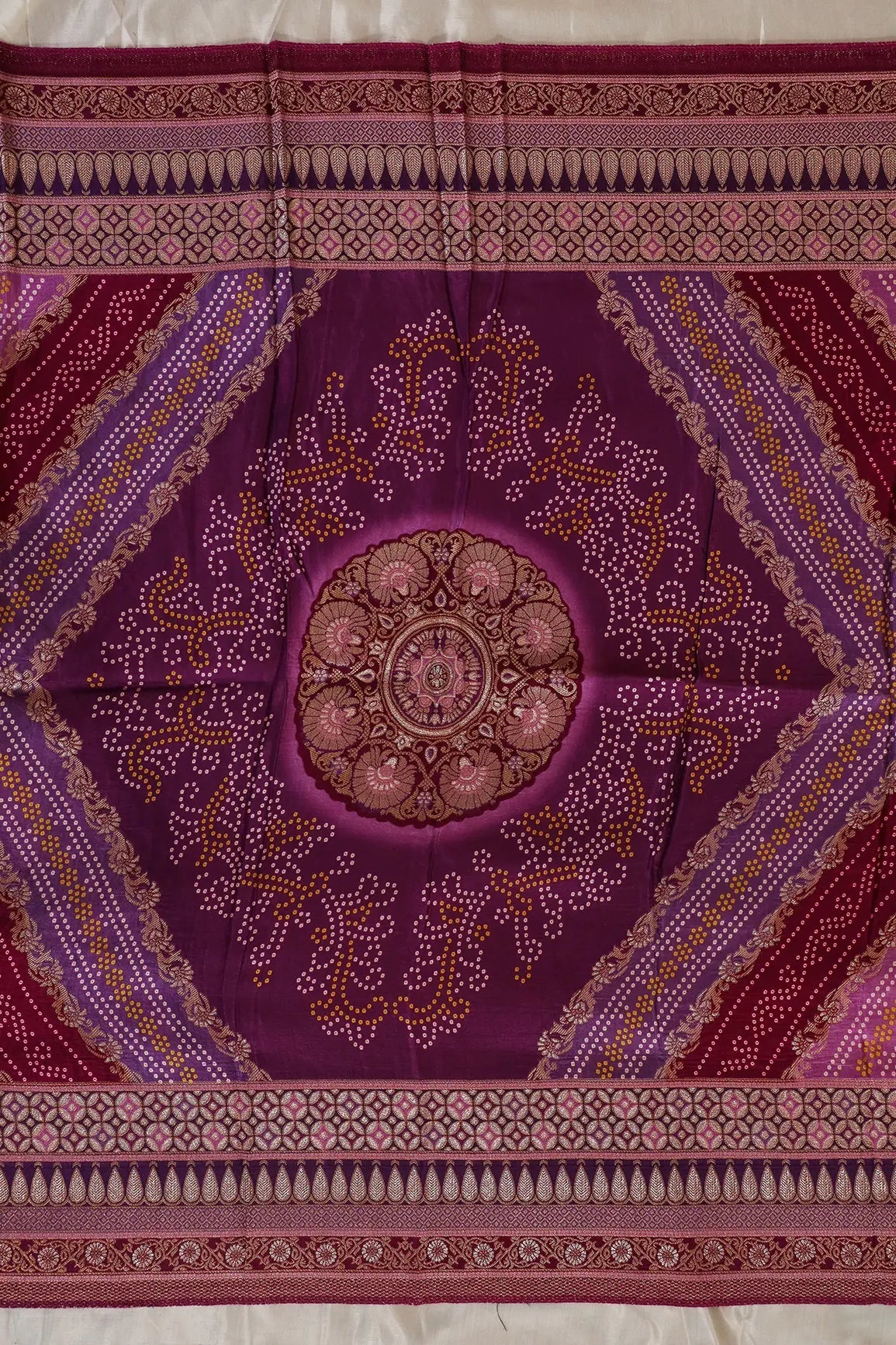 Purple Pure Viscose Dola Silk Jacquard Print Dupatta - doeraa